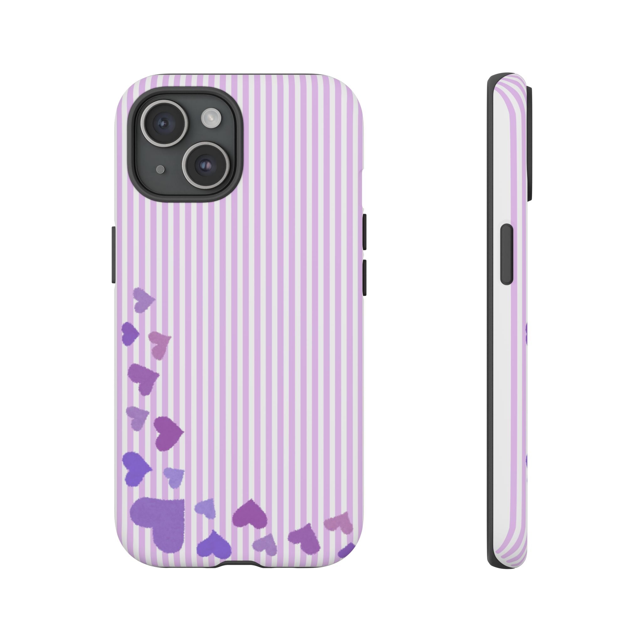 Valentines Day Striped hearts phone case, Purple Heart Floral Stripe Iphone case | Tough Cases - Iphone, Samsung and Pixel Mobile cases