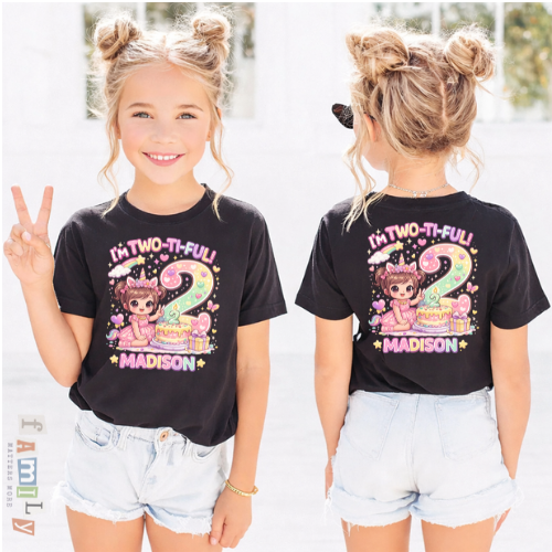 Im Two Ti Fuul Birthday Shirt, Personalized 2nd Birthday Girl Tee, Custom Name Two Year Old Outfit, Cute Toddler Party Shirt, Gift