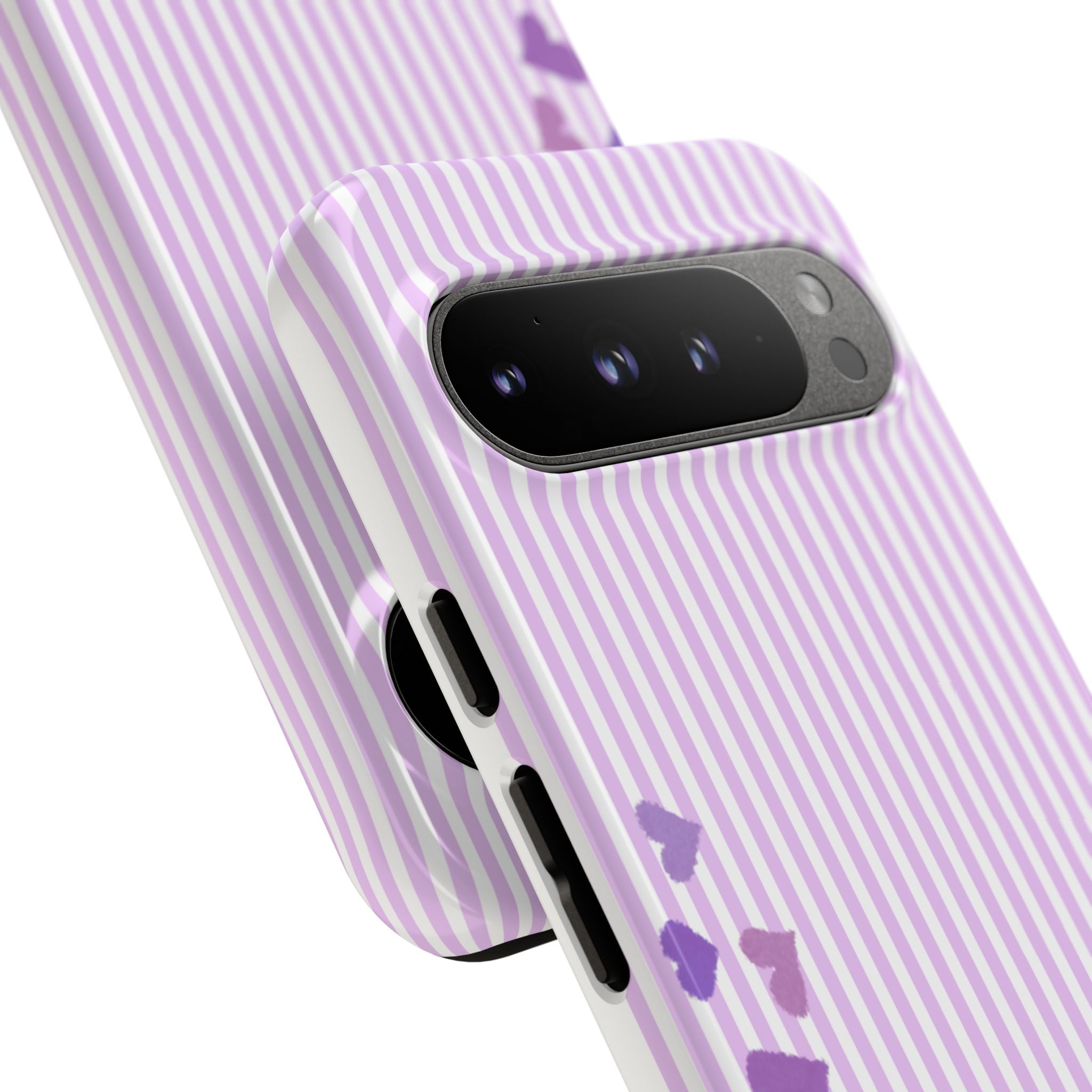 Valentines Day Striped hearts phone case, Purple Heart Floral Stripe Iphone case | Tough Cases - Iphone, Samsung and Pixel Mobile cases