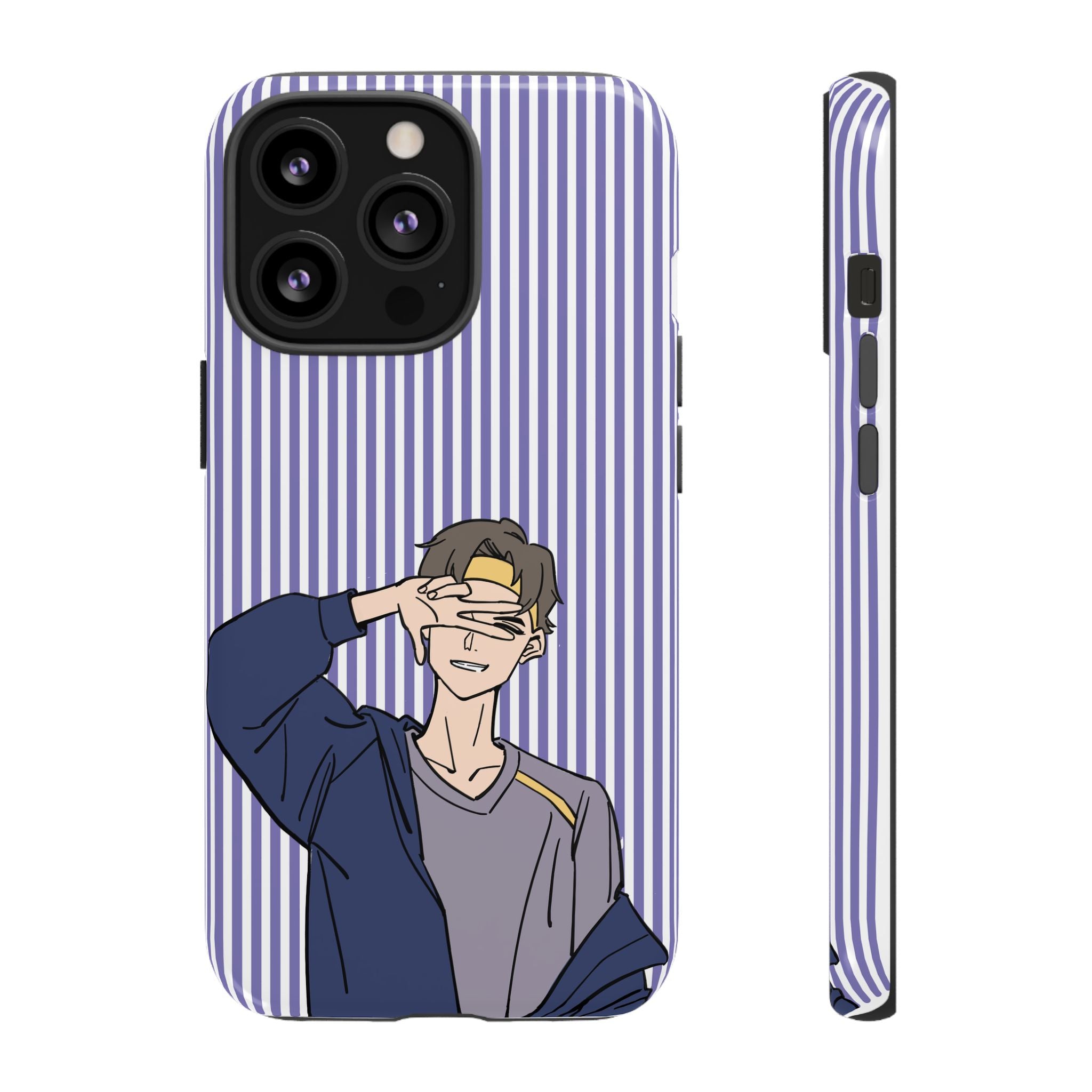 Casual Anime Guy Phone Case | Valentines Day Striped Lines phone case, Purple Stripe Iphone case - Iphone, Samsung and Pixel Mobile cases
