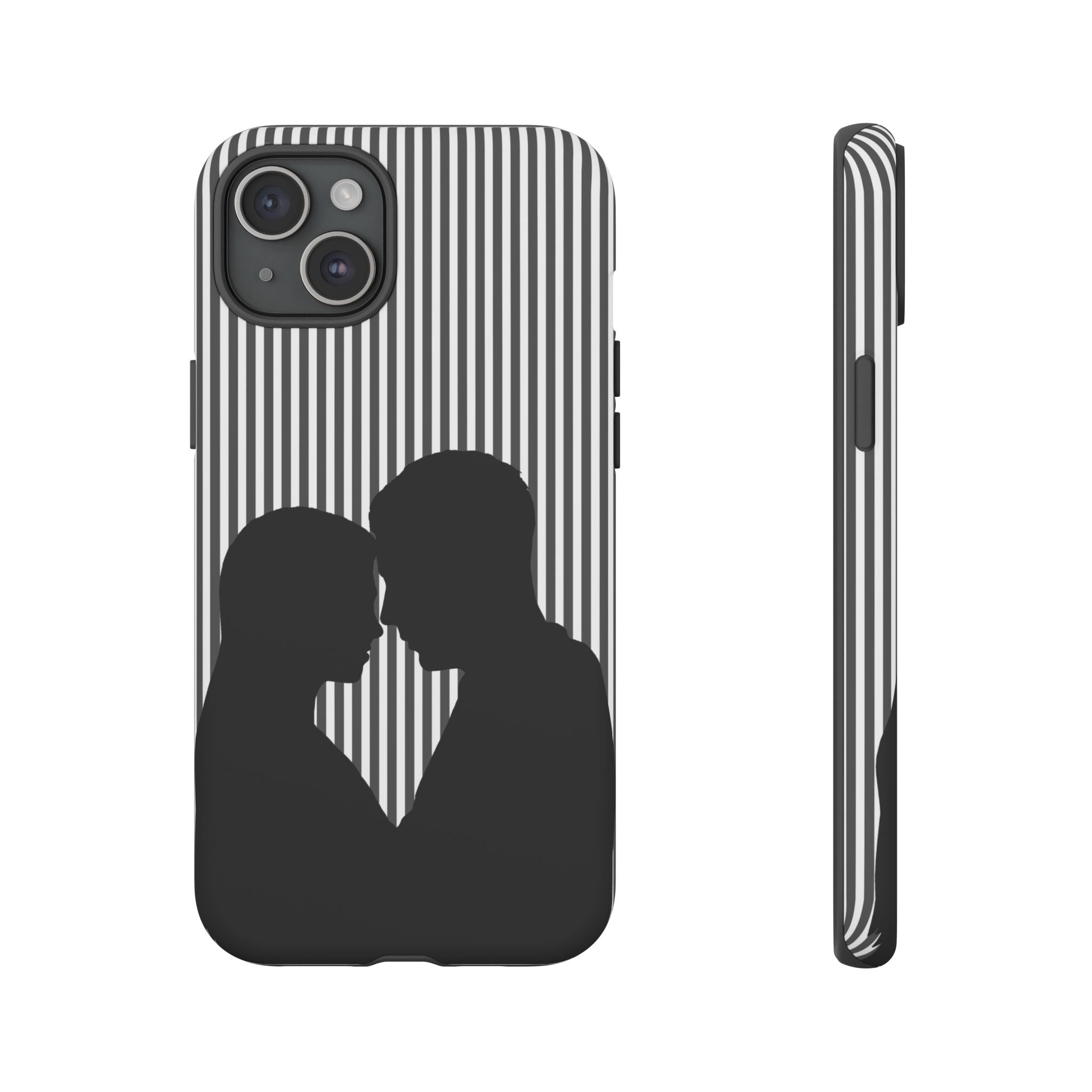 Silhouette Couple Phone Case | Galentines Day Striped Black and white phone case, Stripe Iphone case - Iphone, Samsung and Pixel Mobile case
