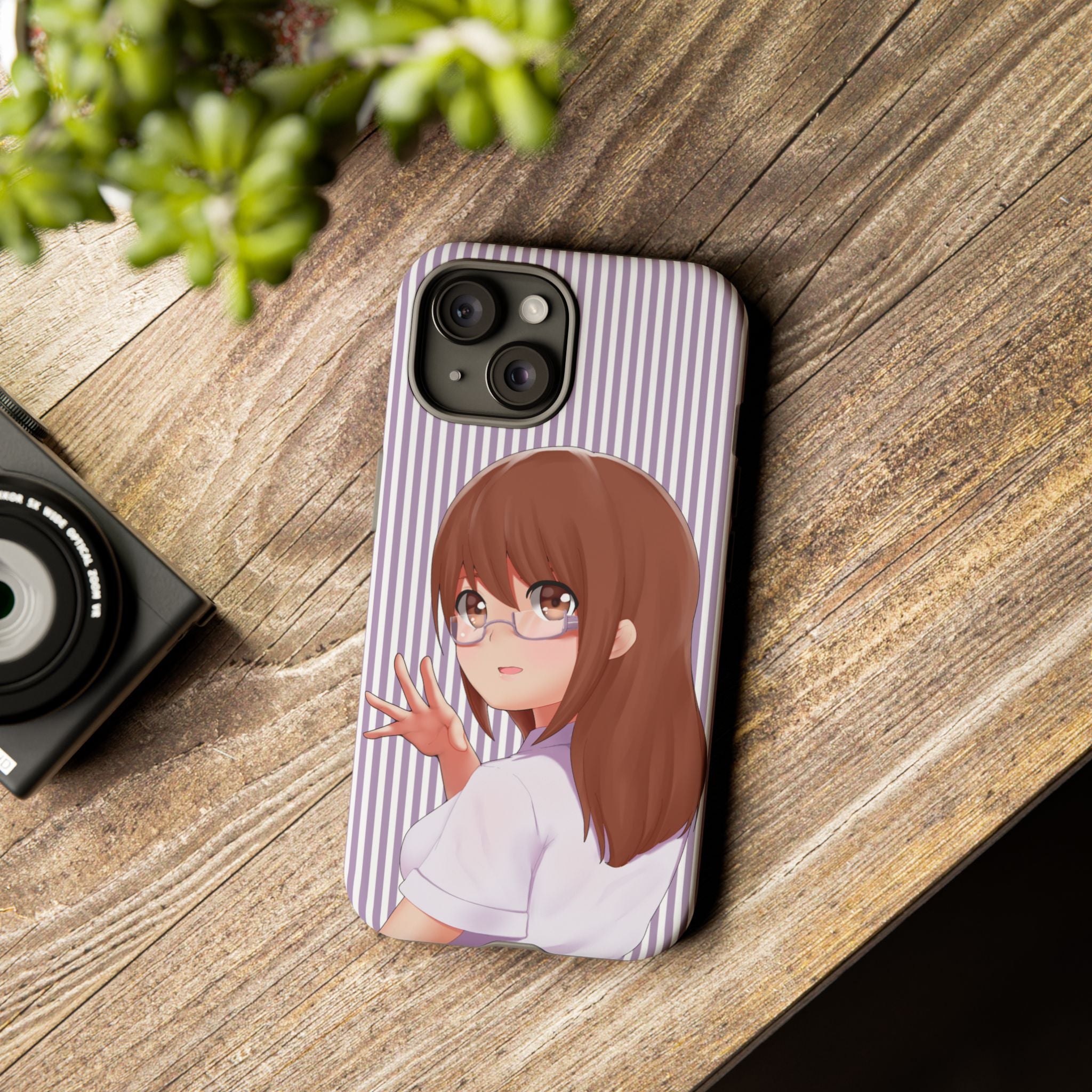 Galentines Day Striped lines mobile case, Glasses Anime Girl Stripe Iphone case | Tough Cases - Iphone, Samsung and Pixel Mobile cases