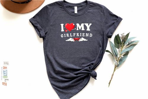 I Love My Girlfriend Shirt & I Love My Boyfriend Shirt, Matching Couples Valentine Shirts, His and Hers Tees, Cute Heart Couple Outfit, Unisex Adult Youth