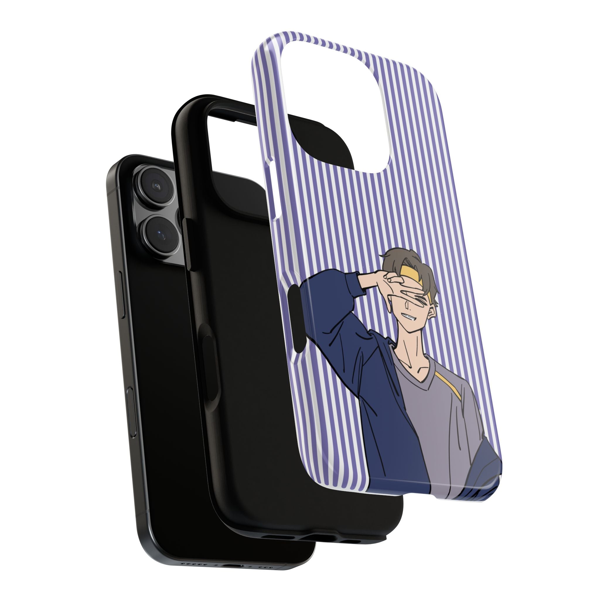 Casual Anime Guy Phone Case | Valentines Day Striped Lines phone case, Purple Stripe Iphone case - Iphone, Samsung and Pixel Mobile cases