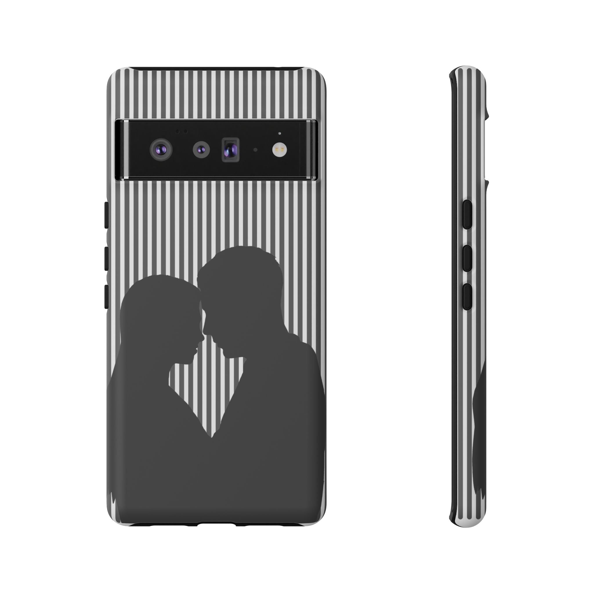 Silhouette Couple Phone Case | Galentines Day Striped Black and white phone case, Stripe Iphone case - Iphone, Samsung and Pixel Mobile case