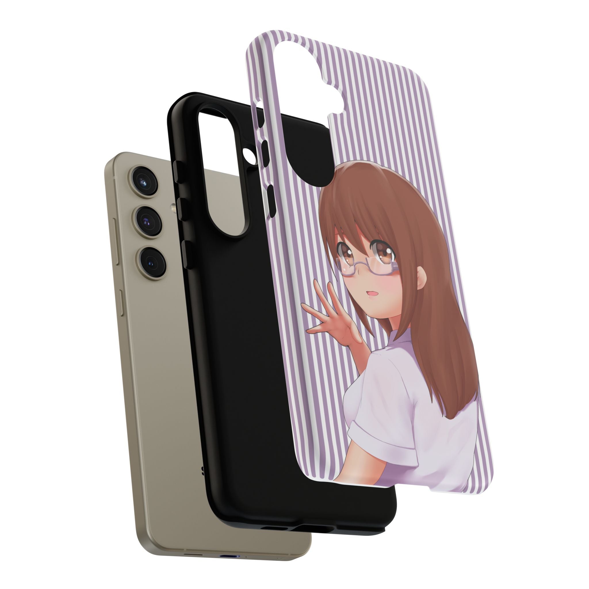 Galentines Day Striped lines mobile case, Glasses Anime Girl Stripe Iphone case | Tough Cases - Iphone, Samsung and Pixel Mobile cases