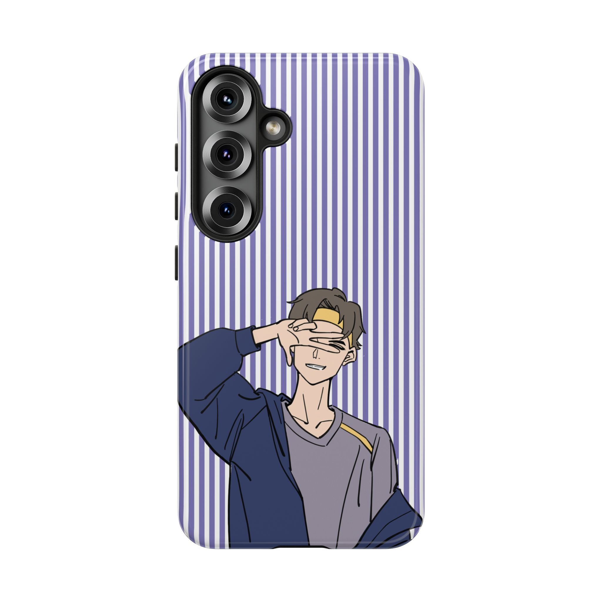 Casual Anime Guy Phone Case | Valentines Day Striped Lines phone case, Purple Stripe Iphone case - Iphone, Samsung and Pixel Mobile cases