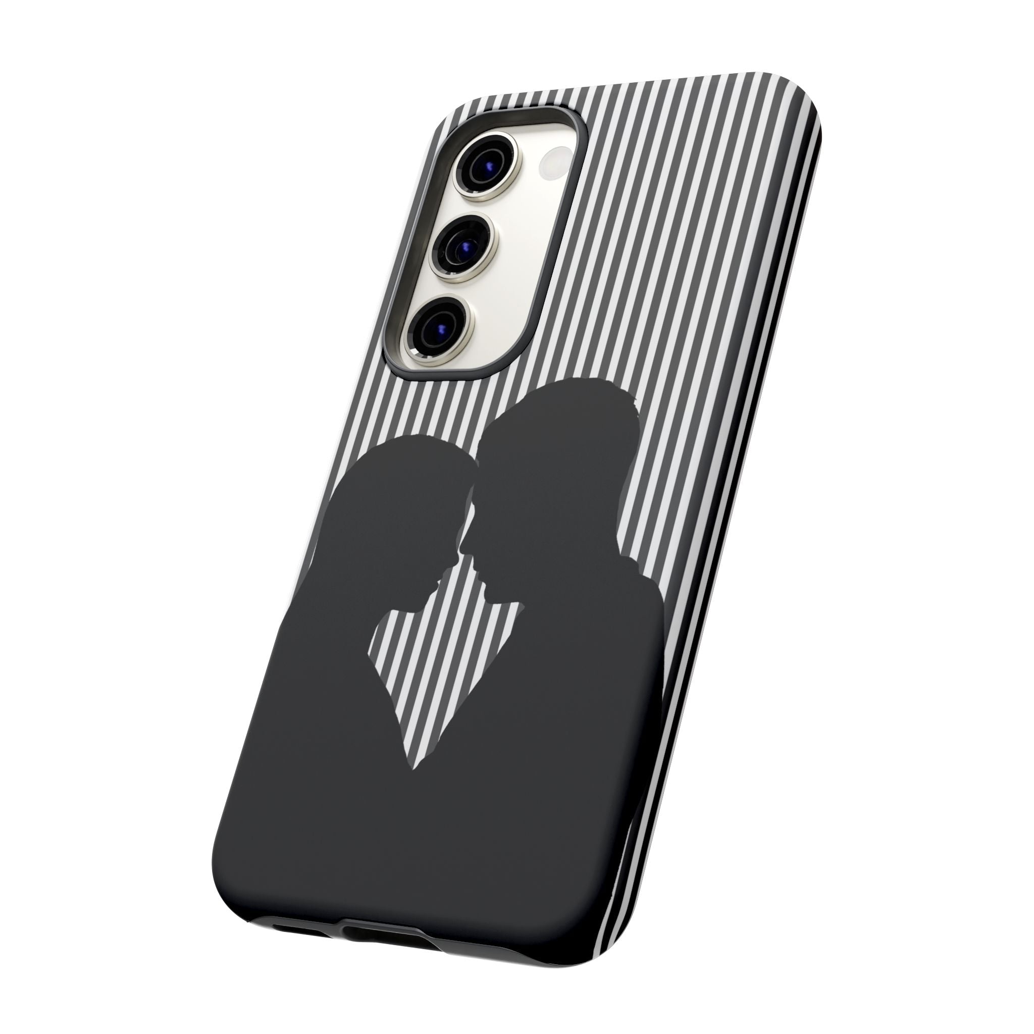 Silhouette Couple Phone Case | Galentines Day Striped Black and white phone case, Stripe Iphone case - Iphone, Samsung and Pixel Mobile case