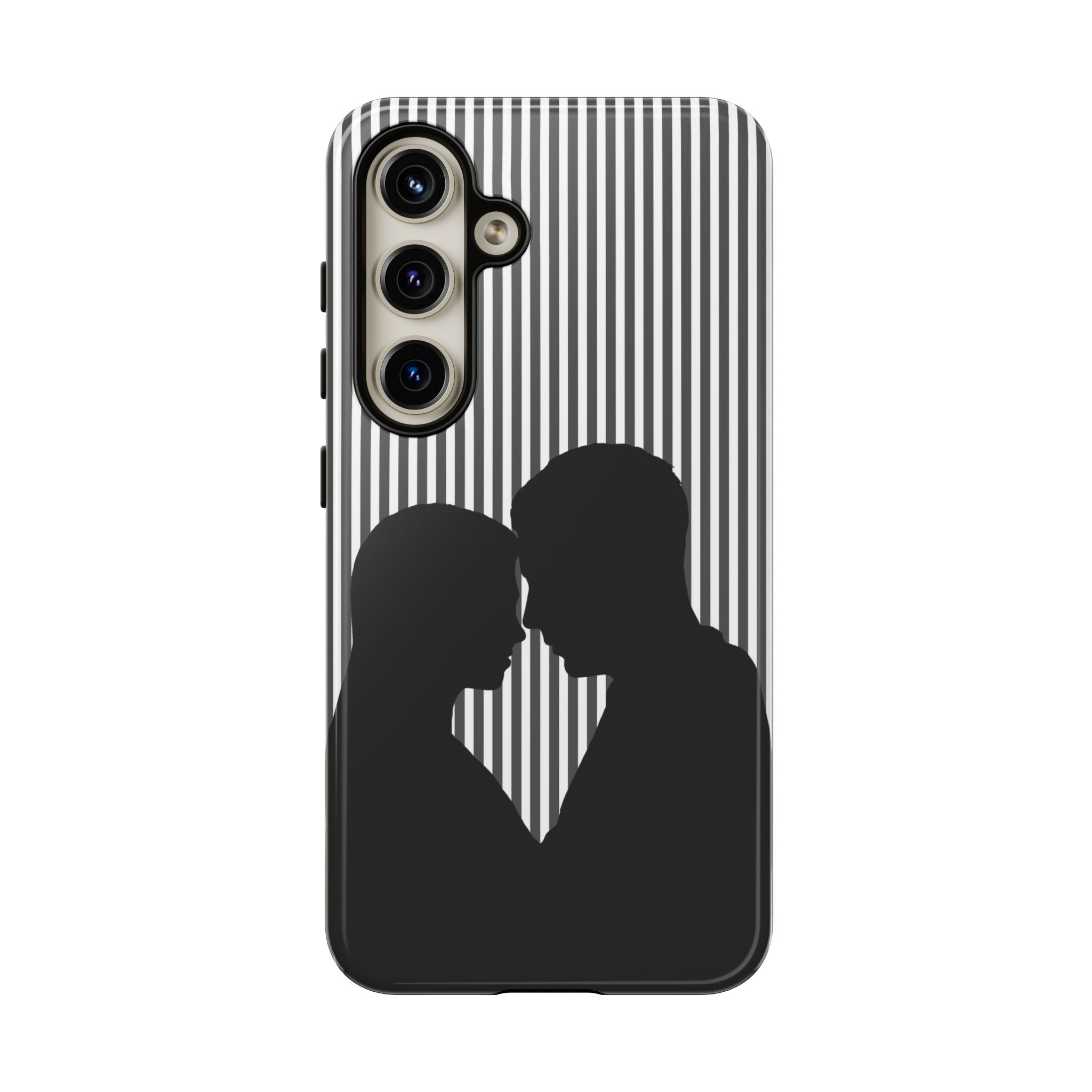 Silhouette Couple Phone Case | Galentines Day Striped Black and white phone case, Stripe Iphone case - Iphone, Samsung and Pixel Mobile case