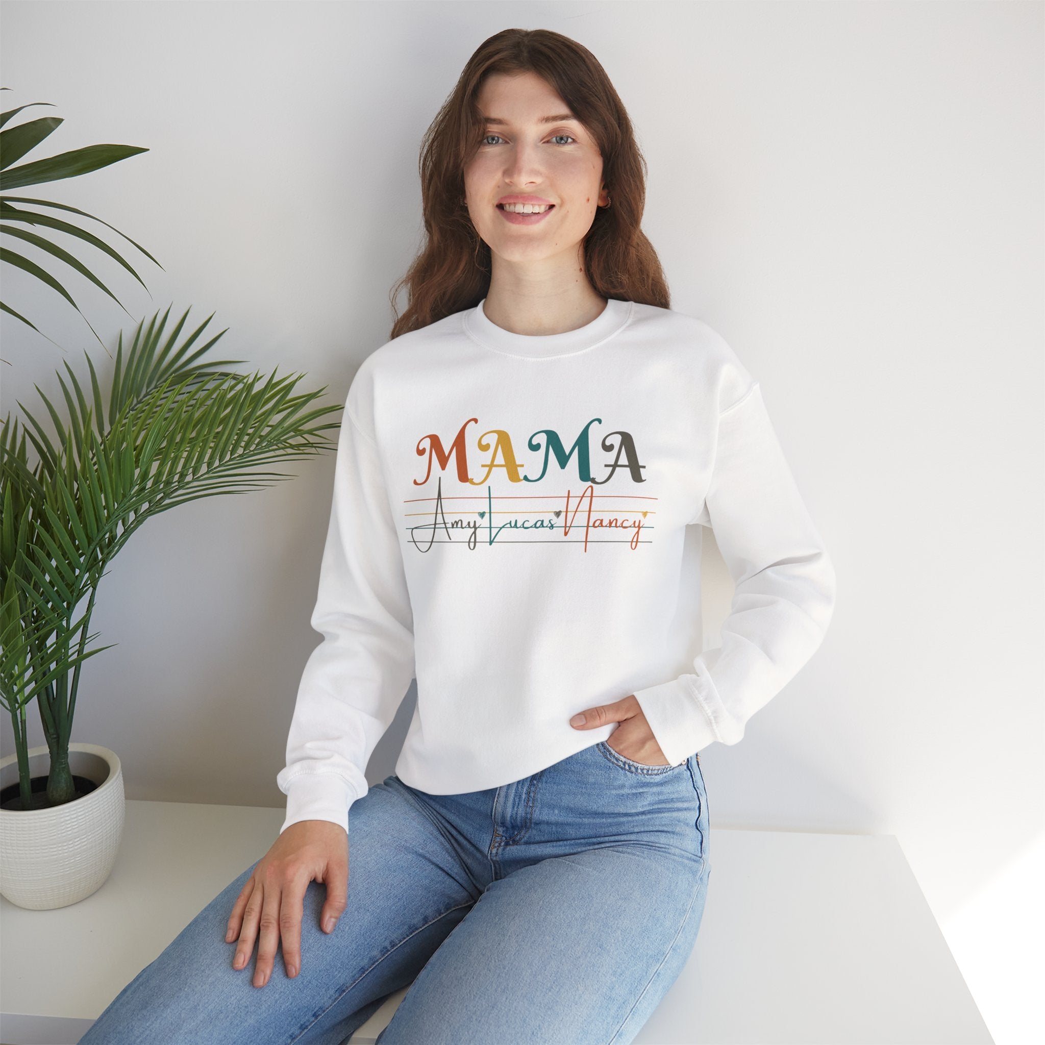 Custom Mama Sweatshirt with Kids Names, Personalized Mom Hoodie, Minimalist Mom Crewneck, Mothers Day Gift, New Mom Gift