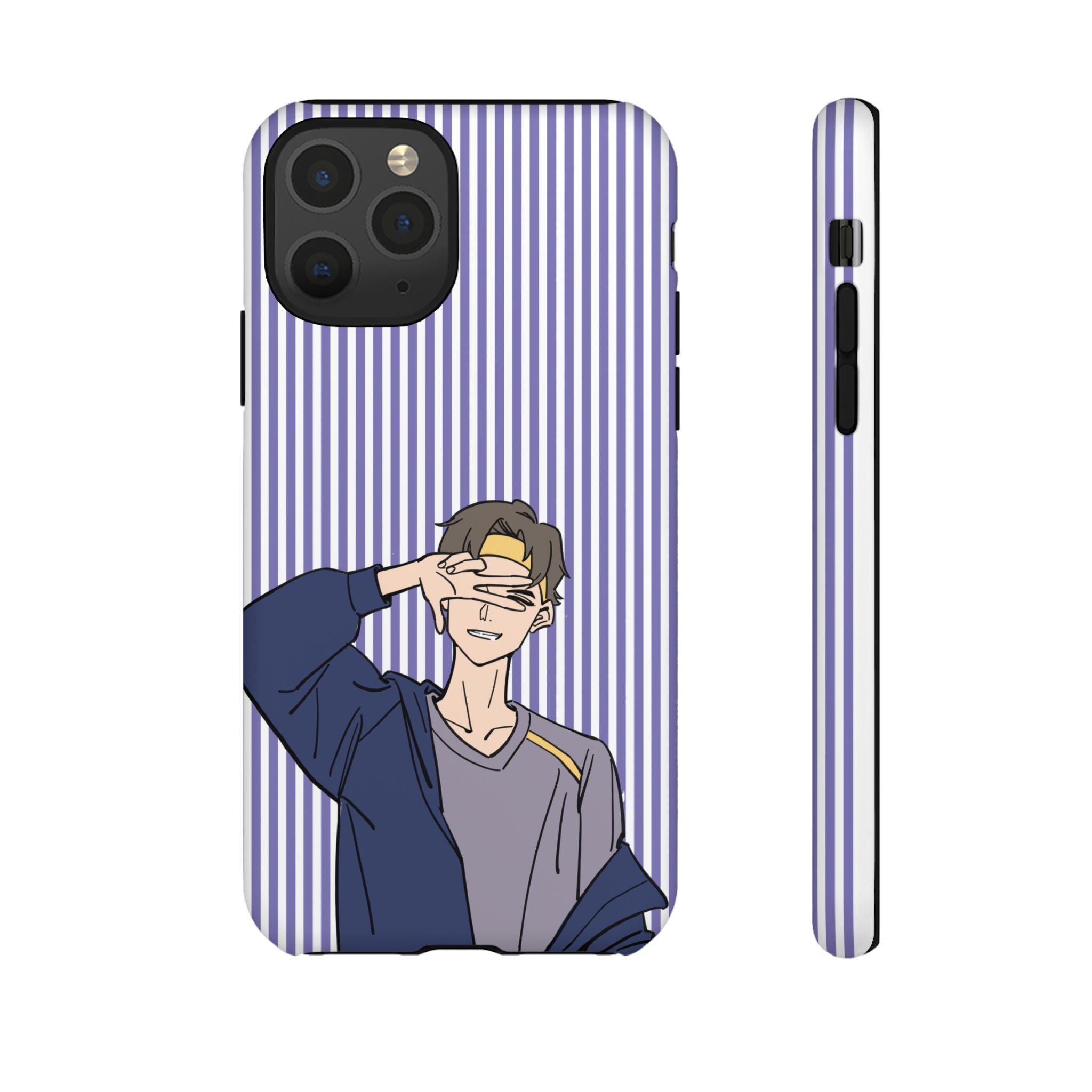 Casual Anime Guy Phone Case | Valentines Day Striped Lines phone case, Purple Stripe Iphone case - Iphone, Samsung and Pixel Mobile cases