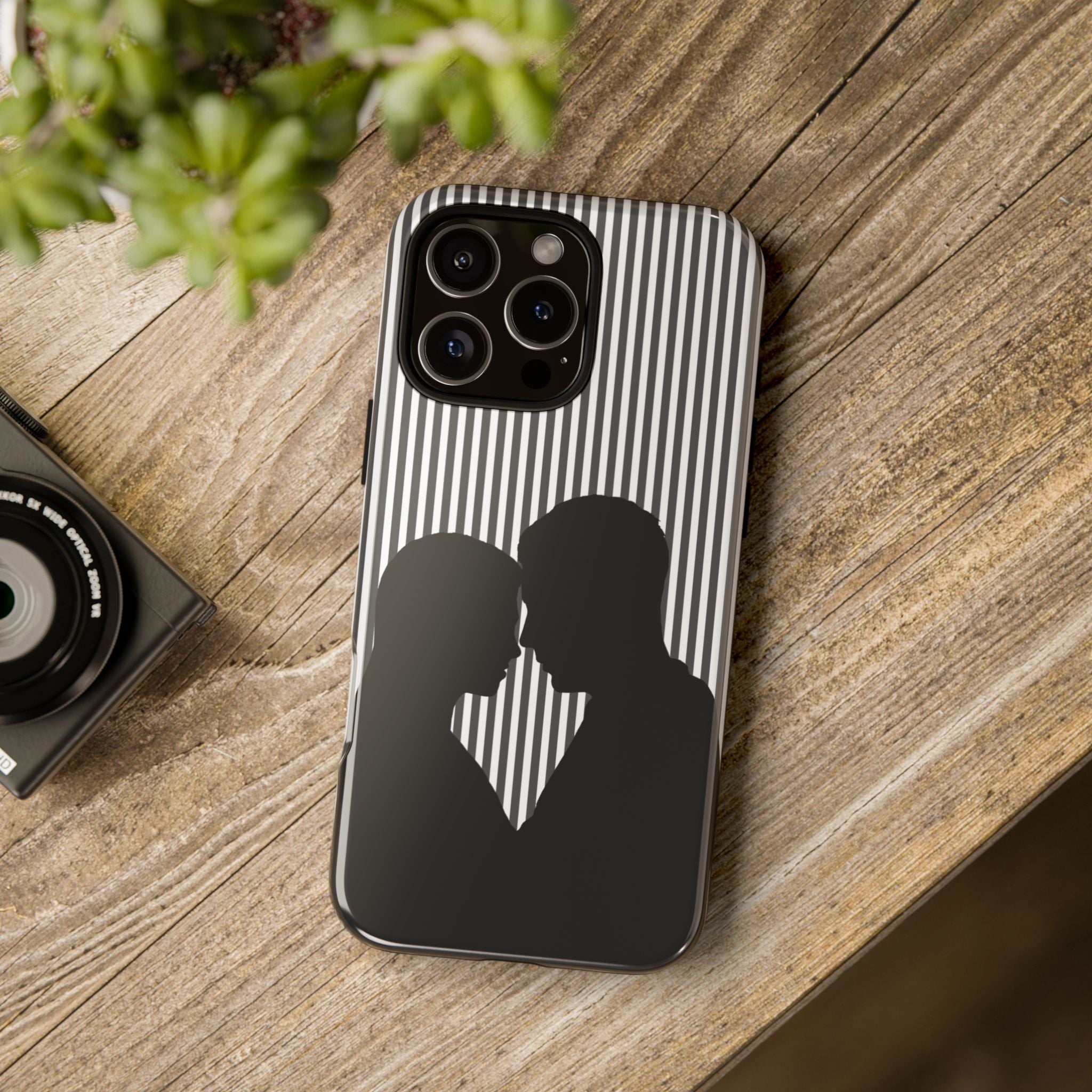 Silhouette Couple Phone Case | Galentines Day Striped Black and white phone case, Stripe Iphone case - Iphone, Samsung and Pixel Mobile case