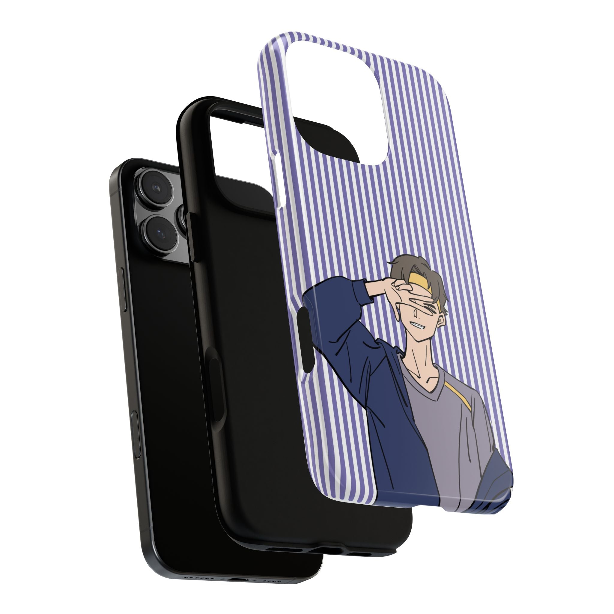Casual Anime Guy Phone Case | Valentines Day Striped Lines phone case, Purple Stripe Iphone case - Iphone, Samsung and Pixel Mobile cases