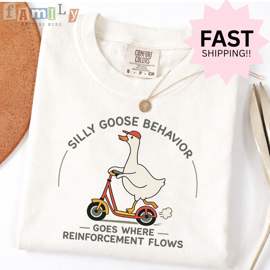 Silly Goose Behavior Goes Where Reinforcement Flows Shirt | ABA RBT Funny Inappropriate Tee