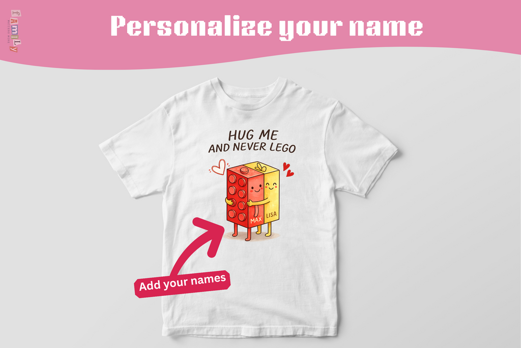Personalized Valentine's Day Shirt Gifts, Hug Me Cute Lego Tshirt Gift for Boyfriend, for Husband, Galentines Day Couple Gift