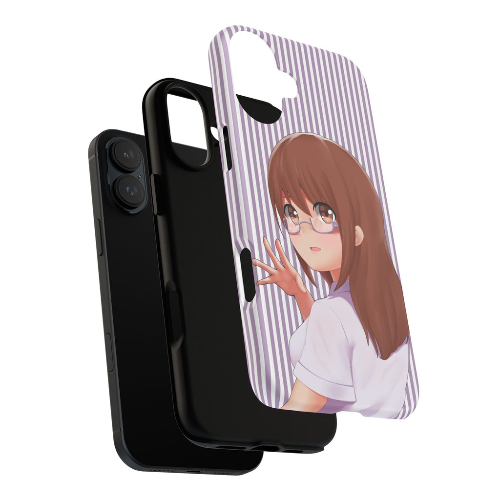 Galentines Day Striped lines mobile case, Glasses Anime Girl Stripe Iphone case | Tough Cases - Iphone, Samsung and Pixel Mobile cases
