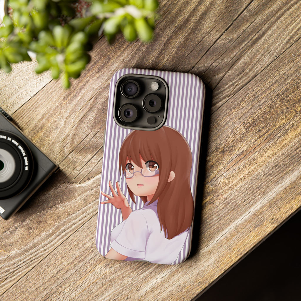 Galentines Day Striped lines mobile case, Glasses Anime Girl Stripe Iphone case | Tough Cases - Iphone, Samsung and Pixel Mobile cases