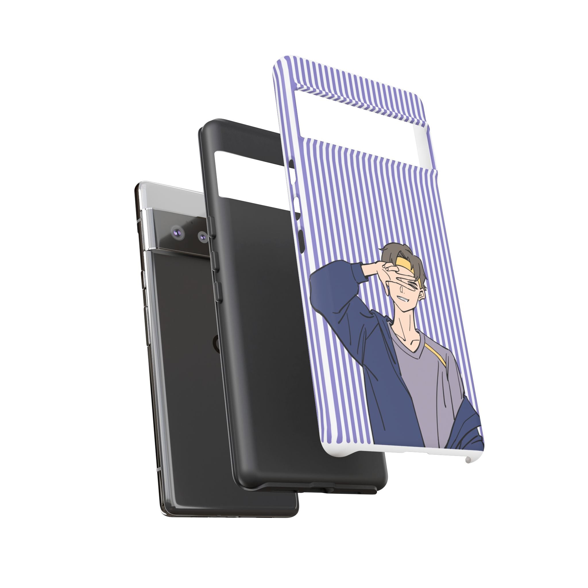 Casual Anime Guy Phone Case | Valentines Day Striped Lines phone case, Purple Stripe Iphone case - Iphone, Samsung and Pixel Mobile cases
