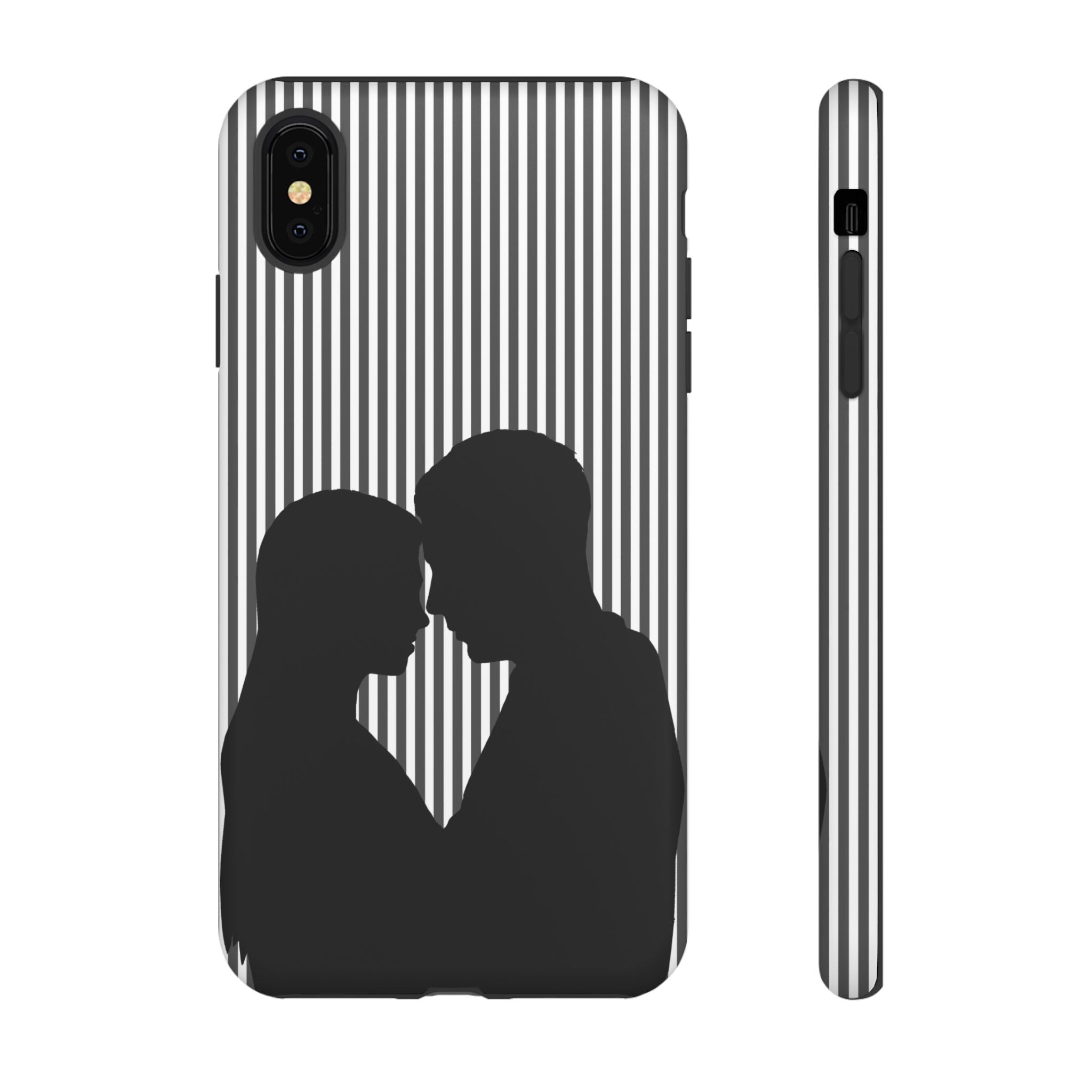 Silhouette Couple Phone Case | Galentines Day Striped Black and white phone case, Stripe Iphone case - Iphone, Samsung and Pixel Mobile case