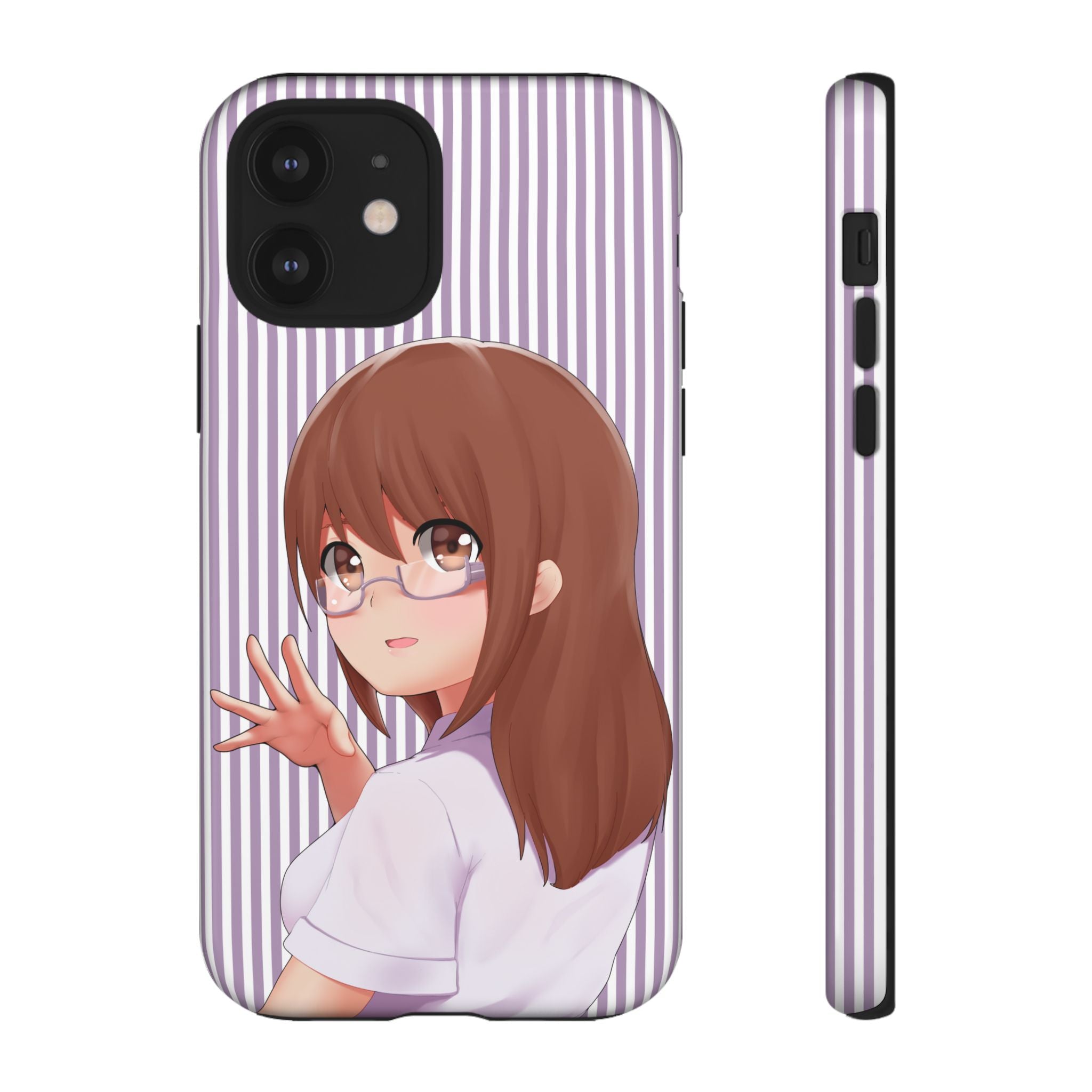 Galentines Day Striped lines mobile case, Glasses Anime Girl Stripe Iphone case | Tough Cases - Iphone, Samsung and Pixel Mobile cases