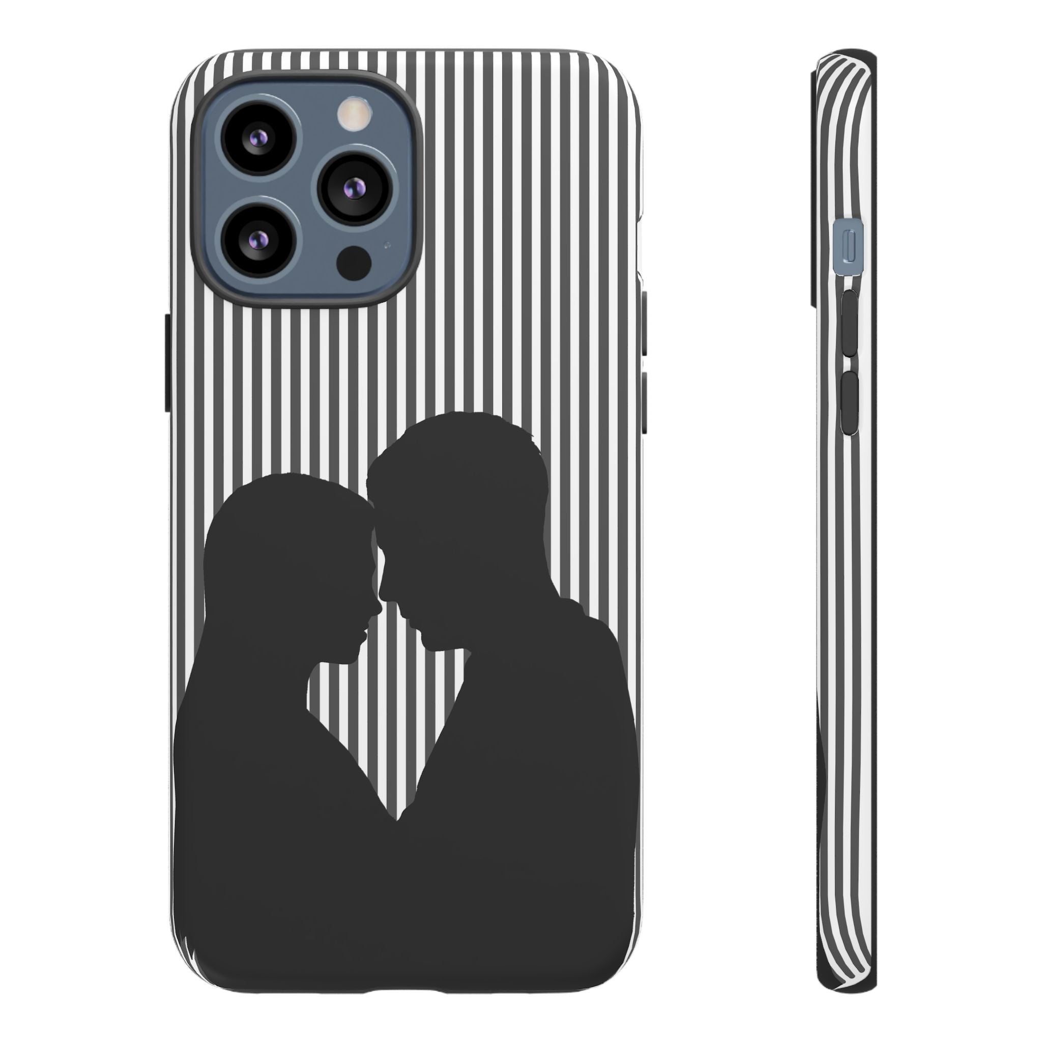 Silhouette Couple Phone Case | Galentines Day Striped Black and white phone case, Stripe Iphone case - Iphone, Samsung and Pixel Mobile case
