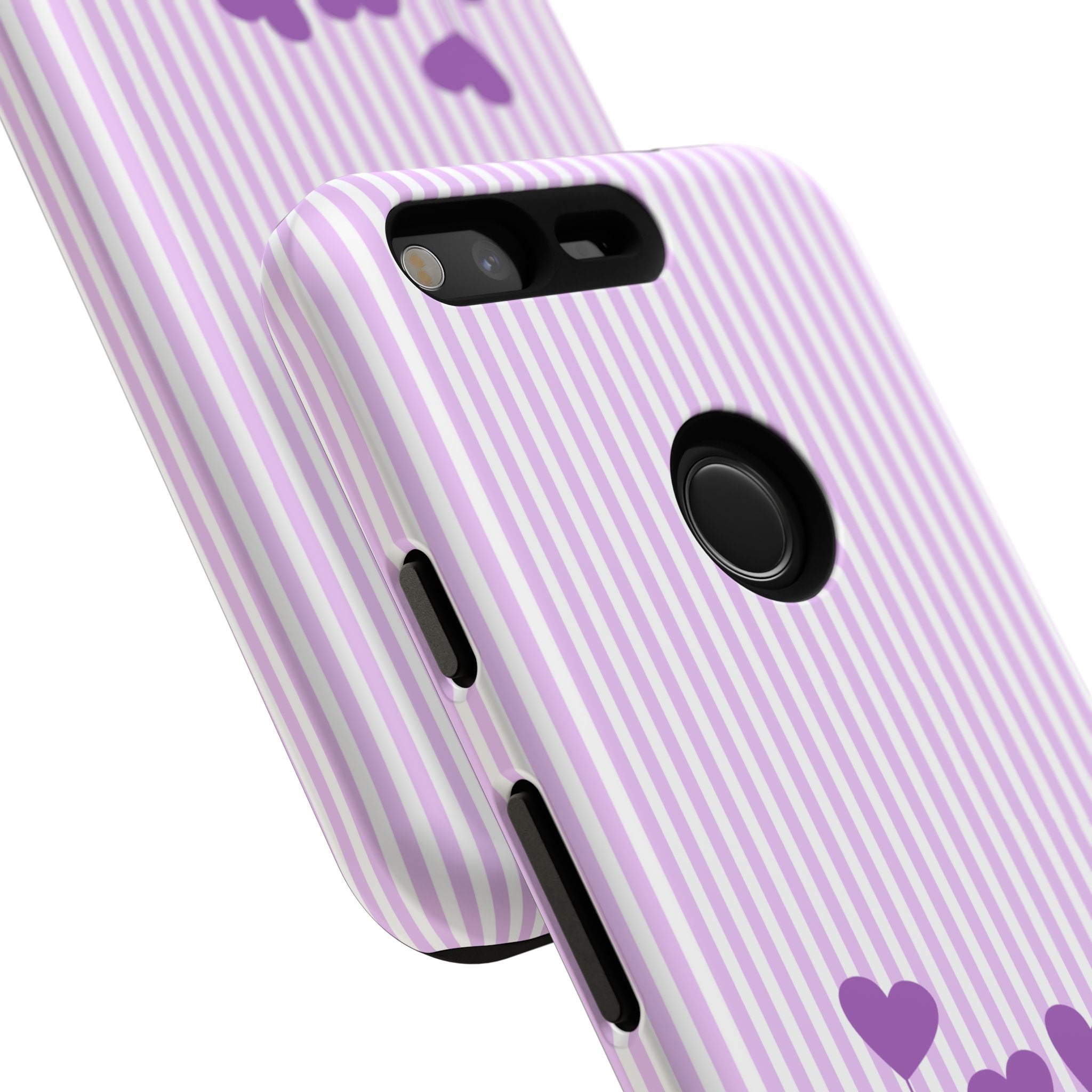 Galentines Day Striped hearts phone case, Purple Heart Floral Stripe Iphone case | Tough Cases - Iphone, Samsung and Pixel Mobile cases