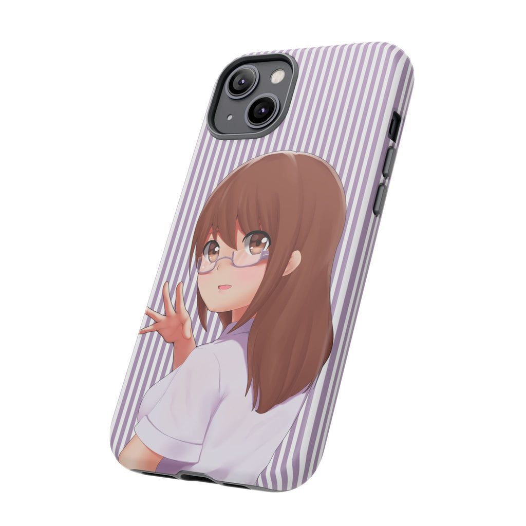 Galentines Day Striped lines mobile case, Glasses Anime Girl Stripe Iphone case | Tough Cases - Iphone, Samsung and Pixel Mobile cases