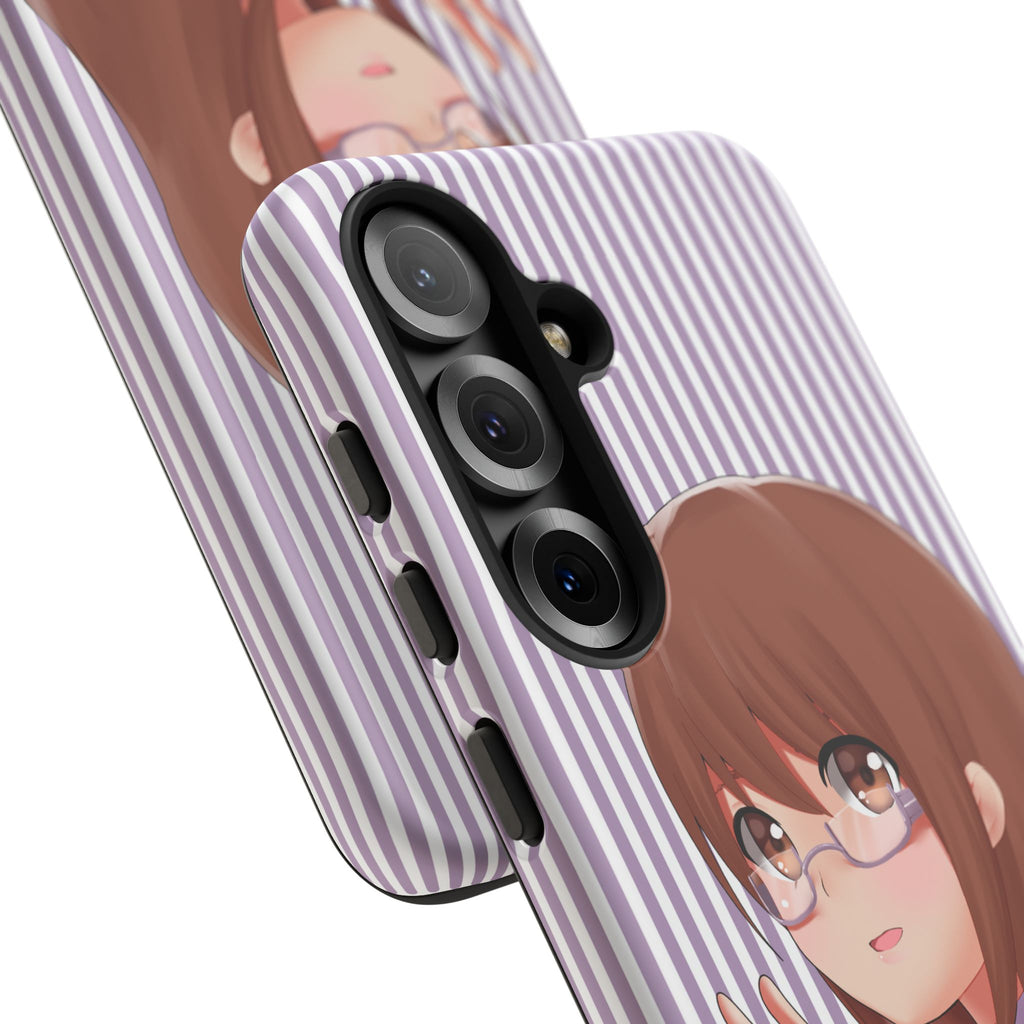 Galentines Day Striped lines mobile case, Glasses Anime Girl Stripe Iphone case | Tough Cases - Iphone, Samsung and Pixel Mobile cases