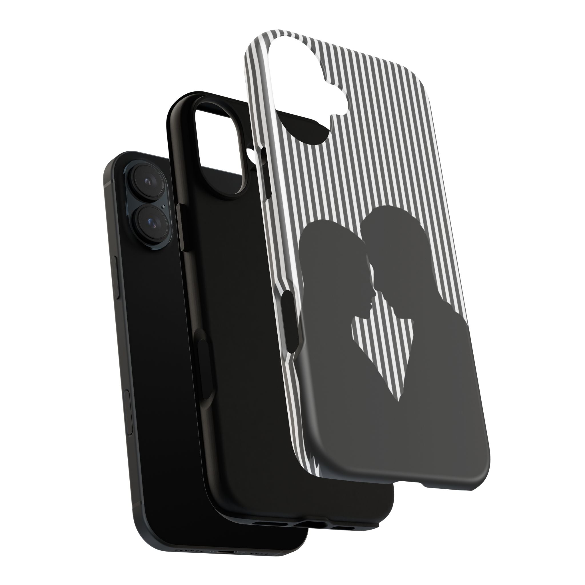 Silhouette Couple Phone Case | Galentines Day Striped Black and white phone case, Stripe Iphone case - Iphone, Samsung and Pixel Mobile case