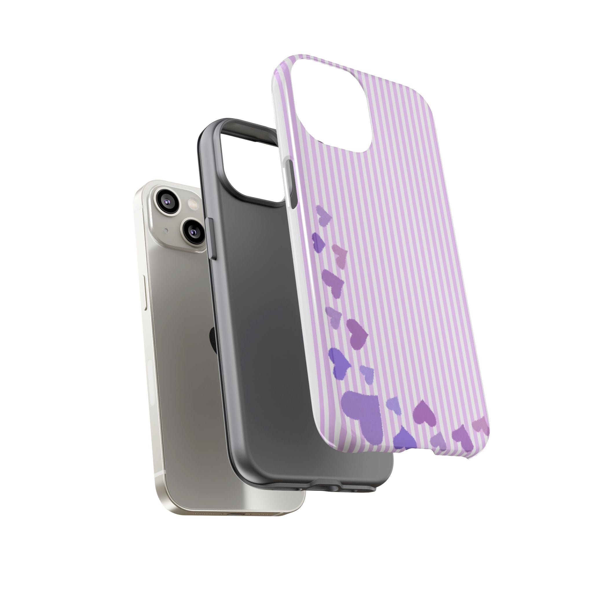 Valentines Day Striped hearts phone case, Purple Heart Floral Stripe Iphone case | Tough Cases - Iphone, Samsung and Pixel Mobile cases