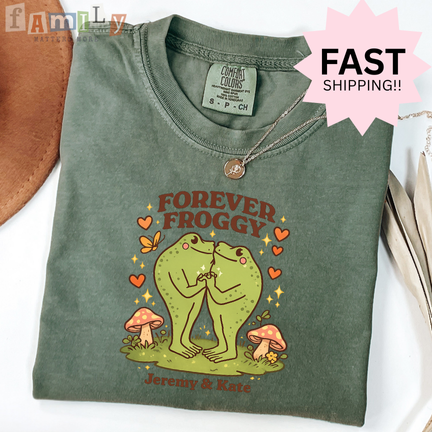 Custom Frog Couple Shirt | Forever Froggy T-Shirt | Personalized Names Tee | Cute Valentine Gift for Couples | Anniversary Shirt