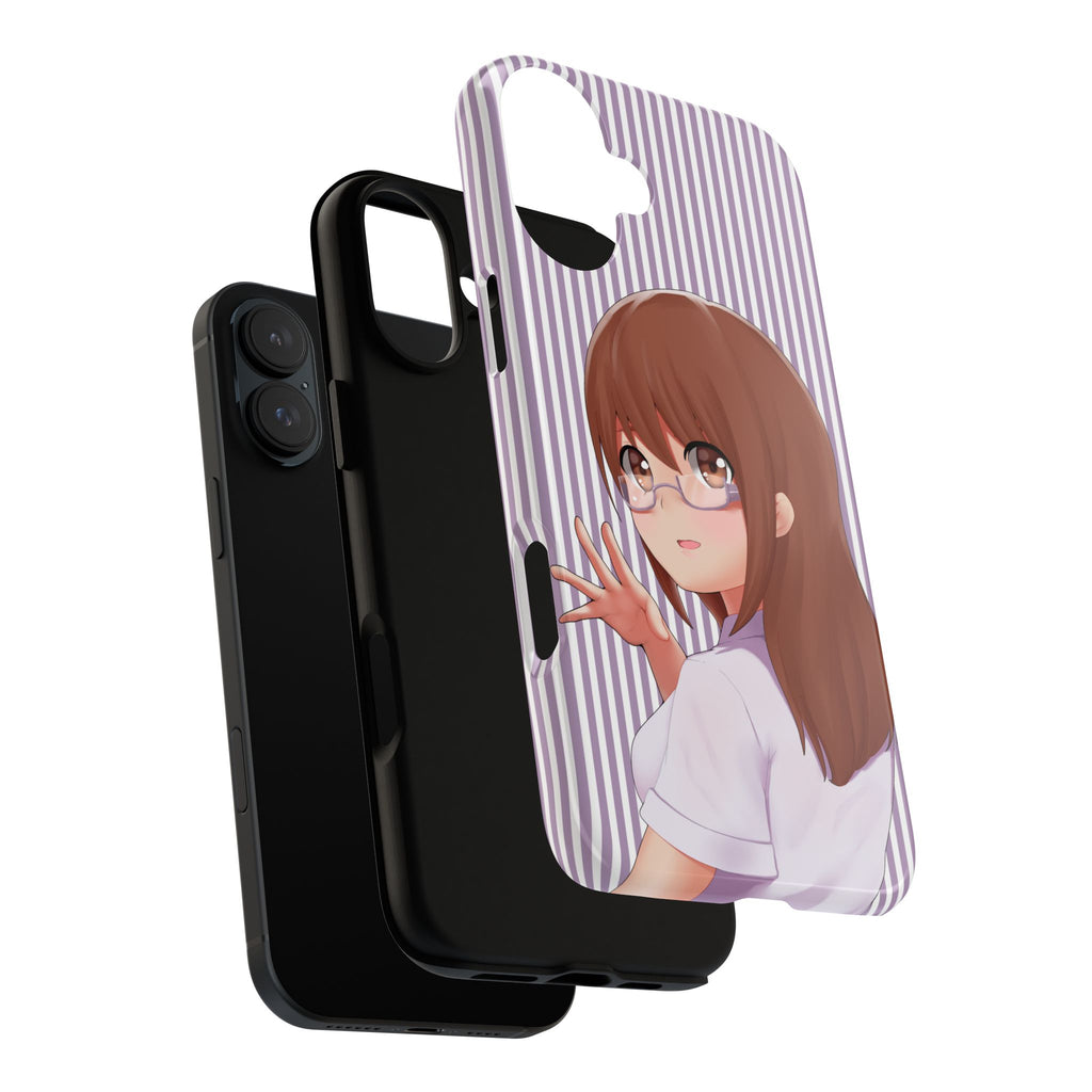 Galentines Day Striped lines mobile case, Glasses Anime Girl Stripe Iphone case | Tough Cases - Iphone, Samsung and Pixel Mobile cases