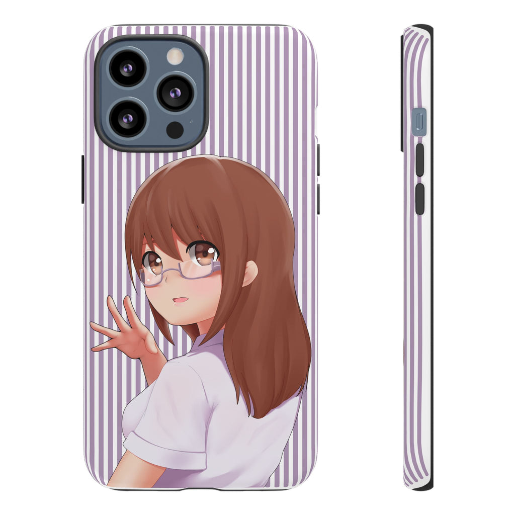 Galentines Day Striped lines mobile case, Glasses Anime Girl Stripe Iphone case | Tough Cases - Iphone, Samsung and Pixel Mobile cases