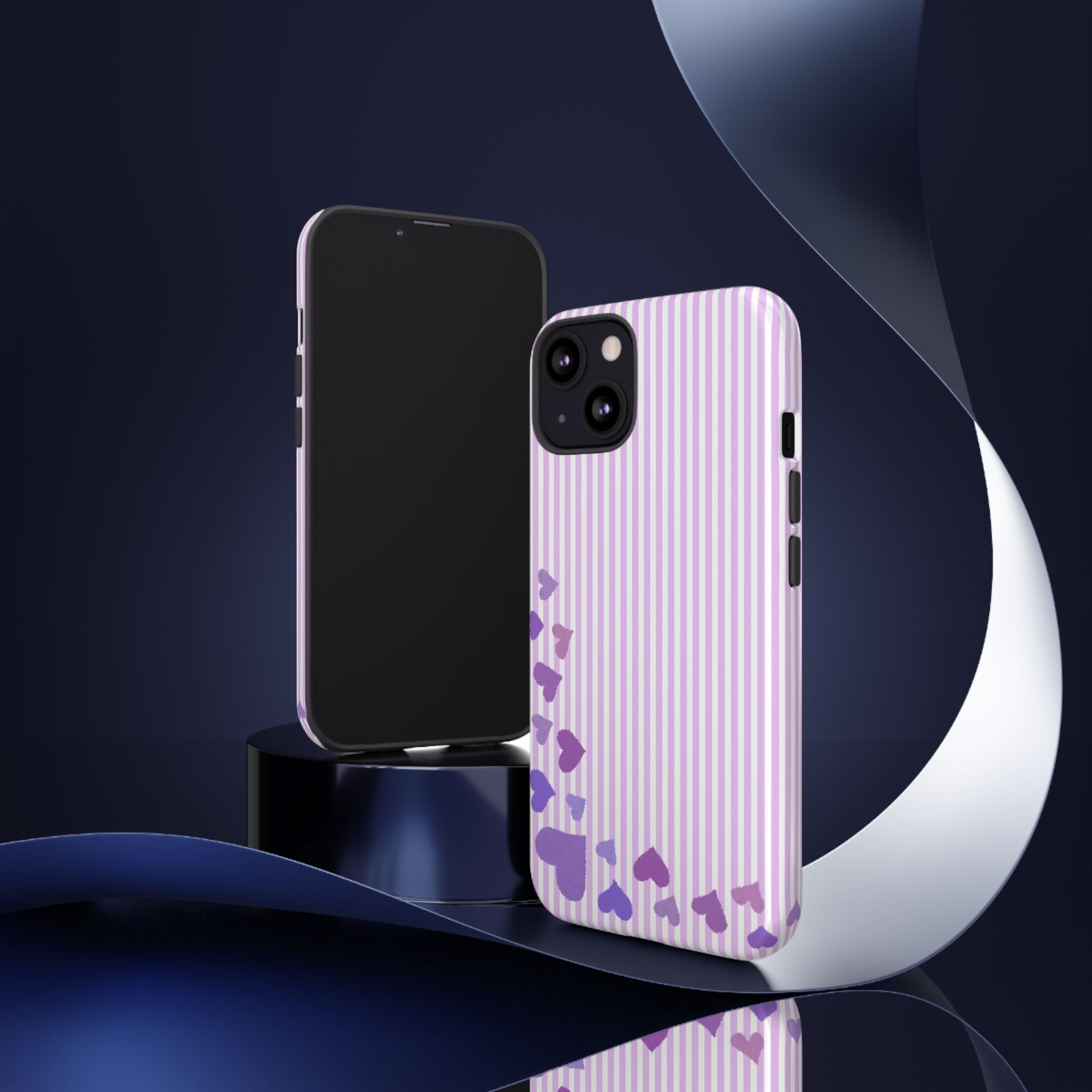 Valentines Day Striped hearts phone case, Purple Heart Floral Stripe Iphone case | Tough Cases - Iphone, Samsung and Pixel Mobile cases