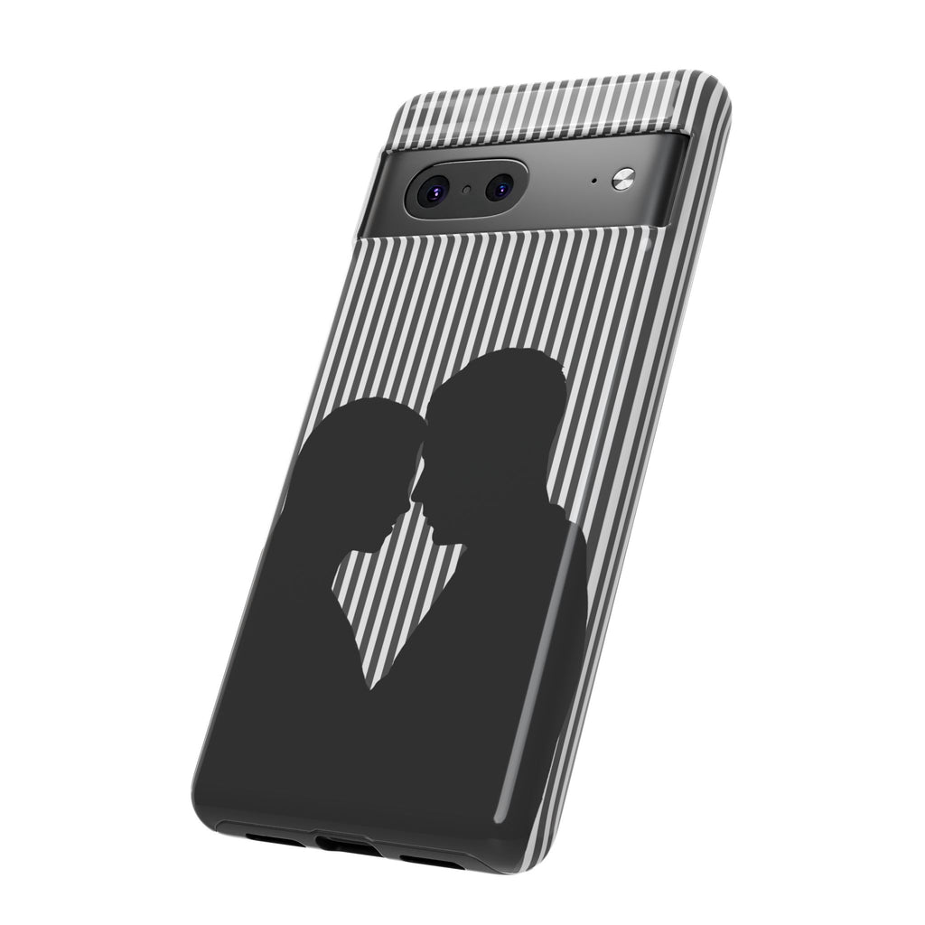 Silhouette Couple Phone Case | Galentines Day Striped Black and white phone case, Stripe Iphone case - Iphone, Samsung and Pixel Mobile case