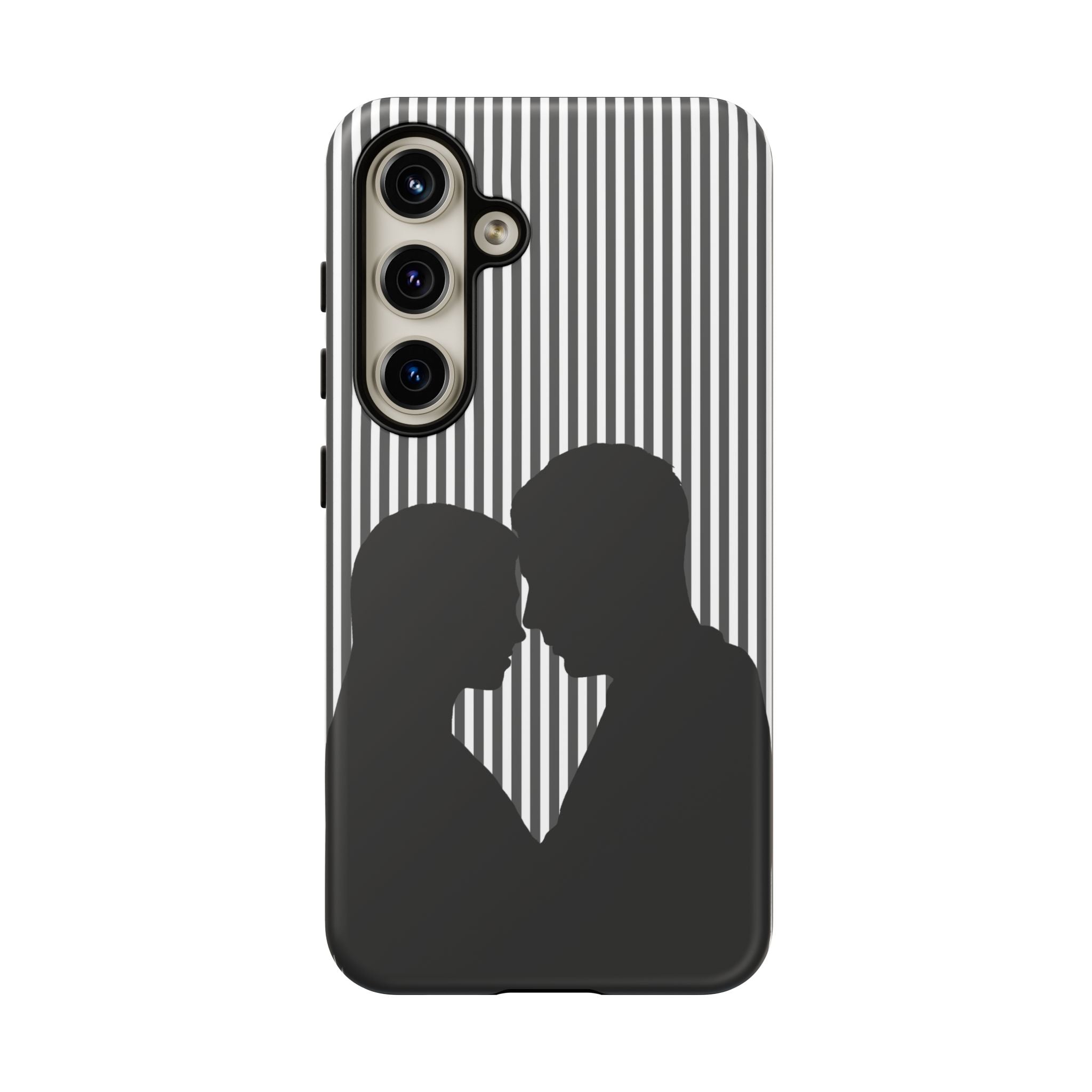 Silhouette Couple Phone Case | Galentines Day Striped Black and white phone case, Stripe Iphone case - Iphone, Samsung and Pixel Mobile case