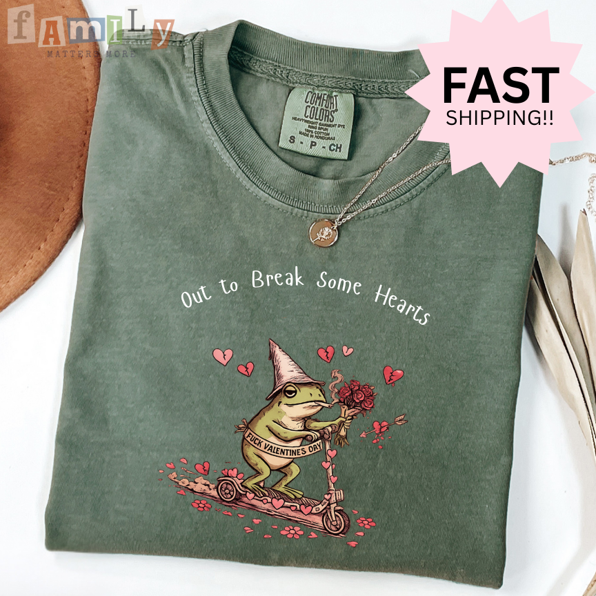 Out to Break Some Hearts Shirt, Funny Valentines Frog Tee, Inappropriate Aba Shirt, Offensive Stupid Unwearable T-Shirt