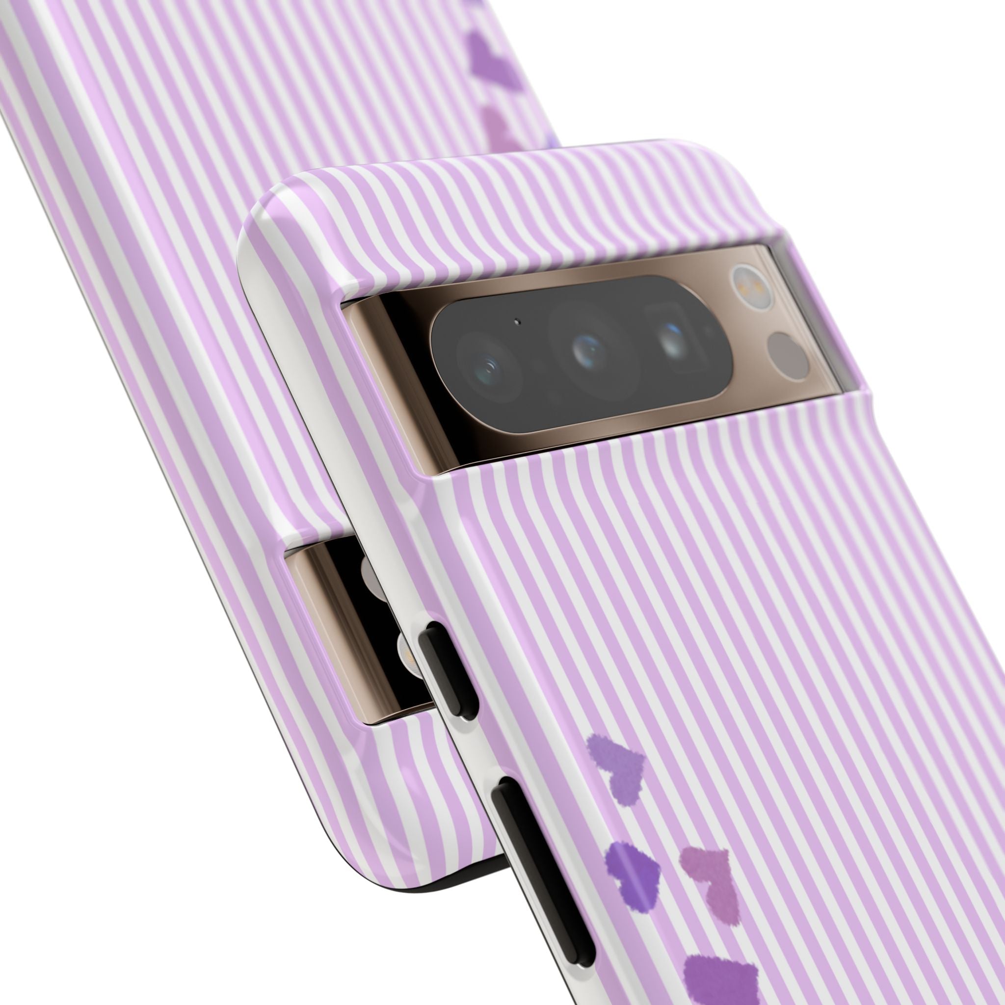 Valentines Day Striped hearts phone case, Purple Heart Floral Stripe Iphone case | Tough Cases - Iphone, Samsung and Pixel Mobile cases