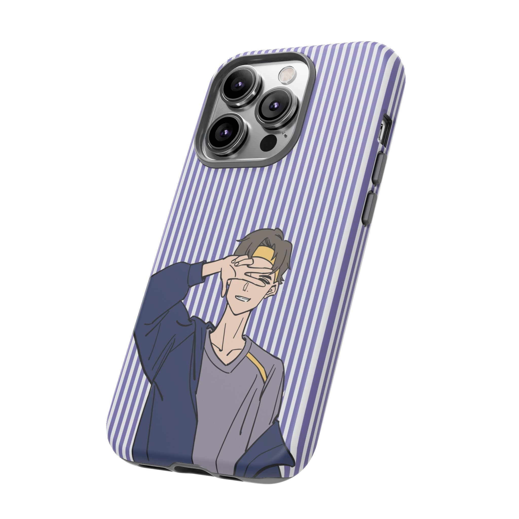 Casual Anime Guy Phone Case | Valentines Day Striped Lines phone case, Purple Stripe Iphone case - Iphone, Samsung and Pixel Mobile cases