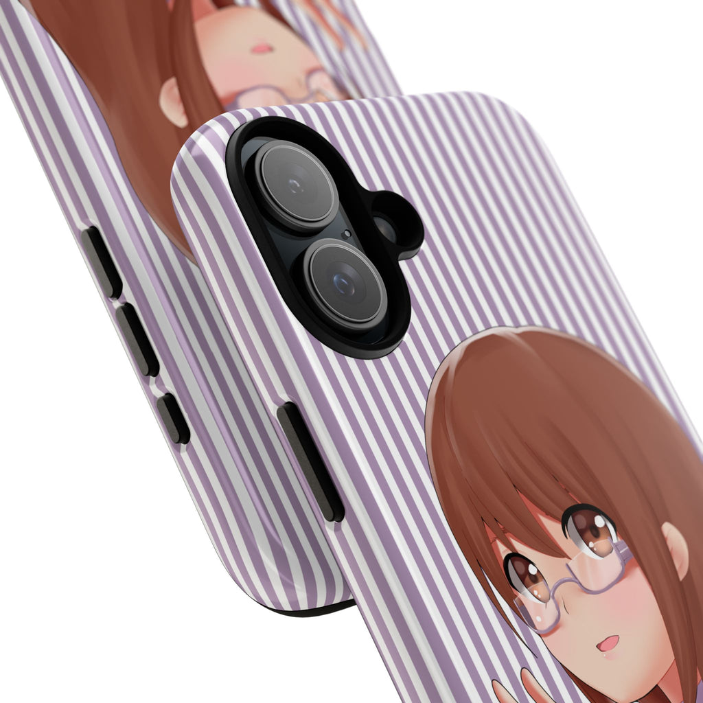 Galentines Day Striped lines mobile case, Glasses Anime Girl Stripe Iphone case | Tough Cases - Iphone, Samsung and Pixel Mobile cases