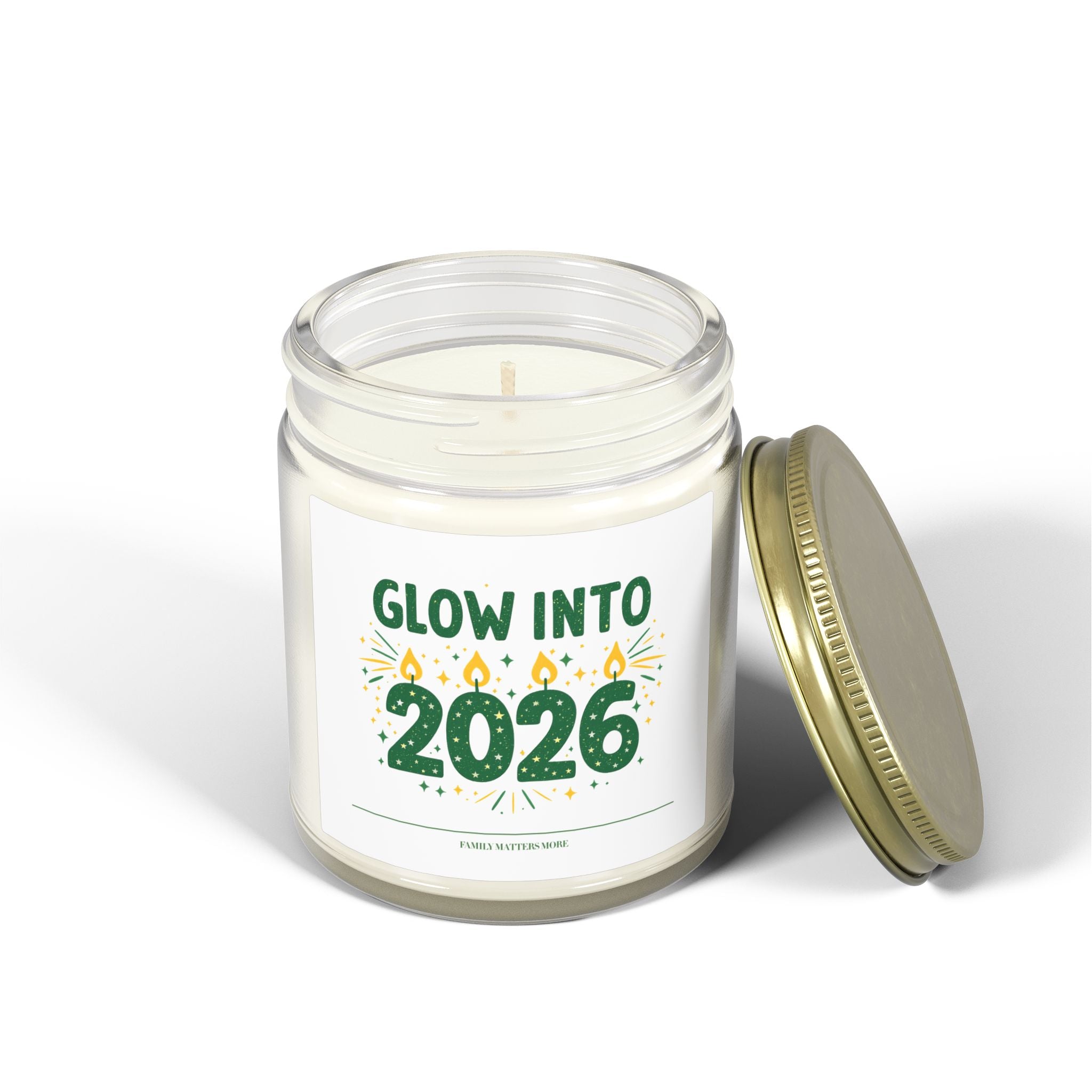 Glow Into 2026 Candle, Happy New Year Scented Soy Candle 4oz 9oz, Hand Poured Jar Candle, NYE Gift