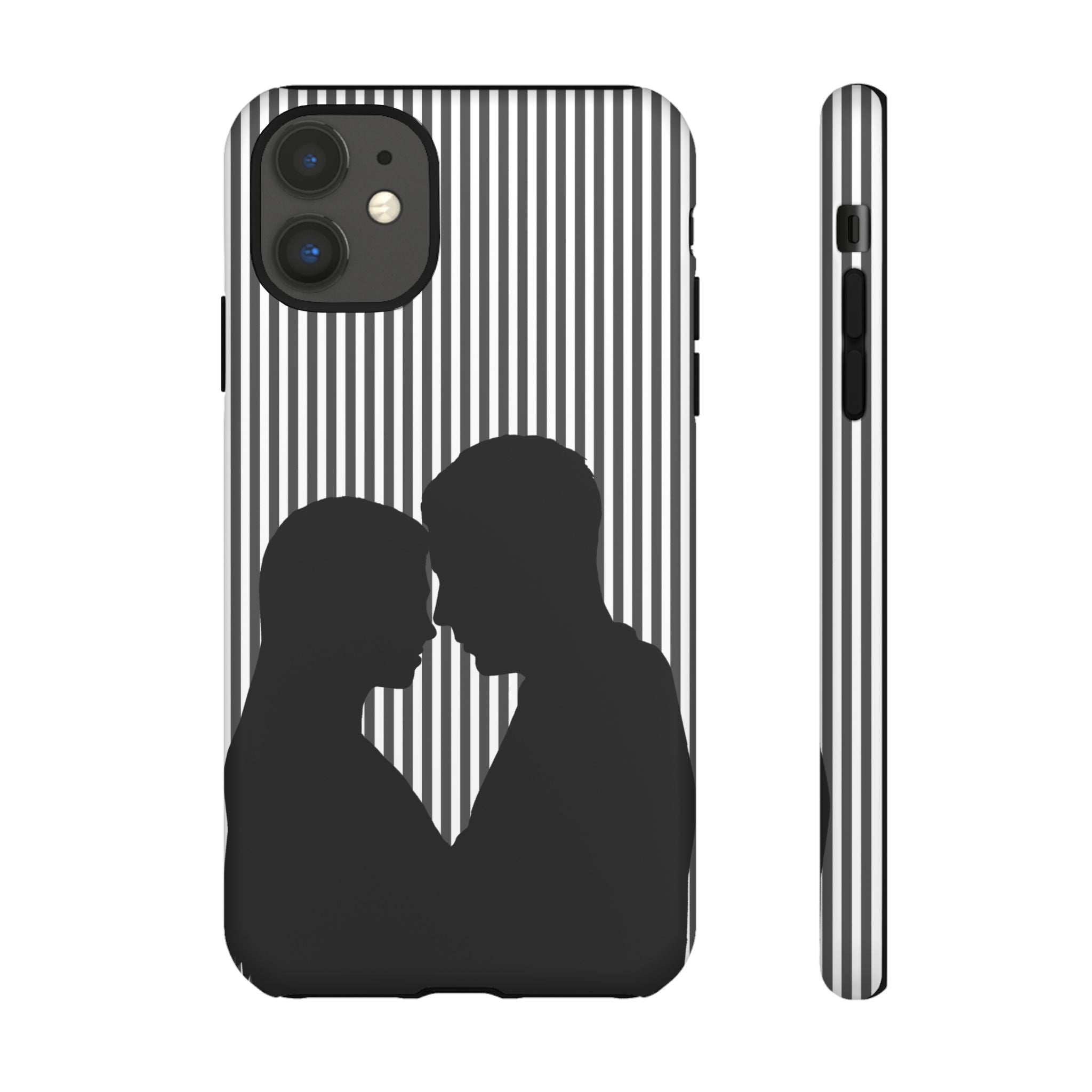 Silhouette Couple Phone Case | Galentines Day Striped Black and white phone case, Stripe Iphone case - Iphone, Samsung and Pixel Mobile case