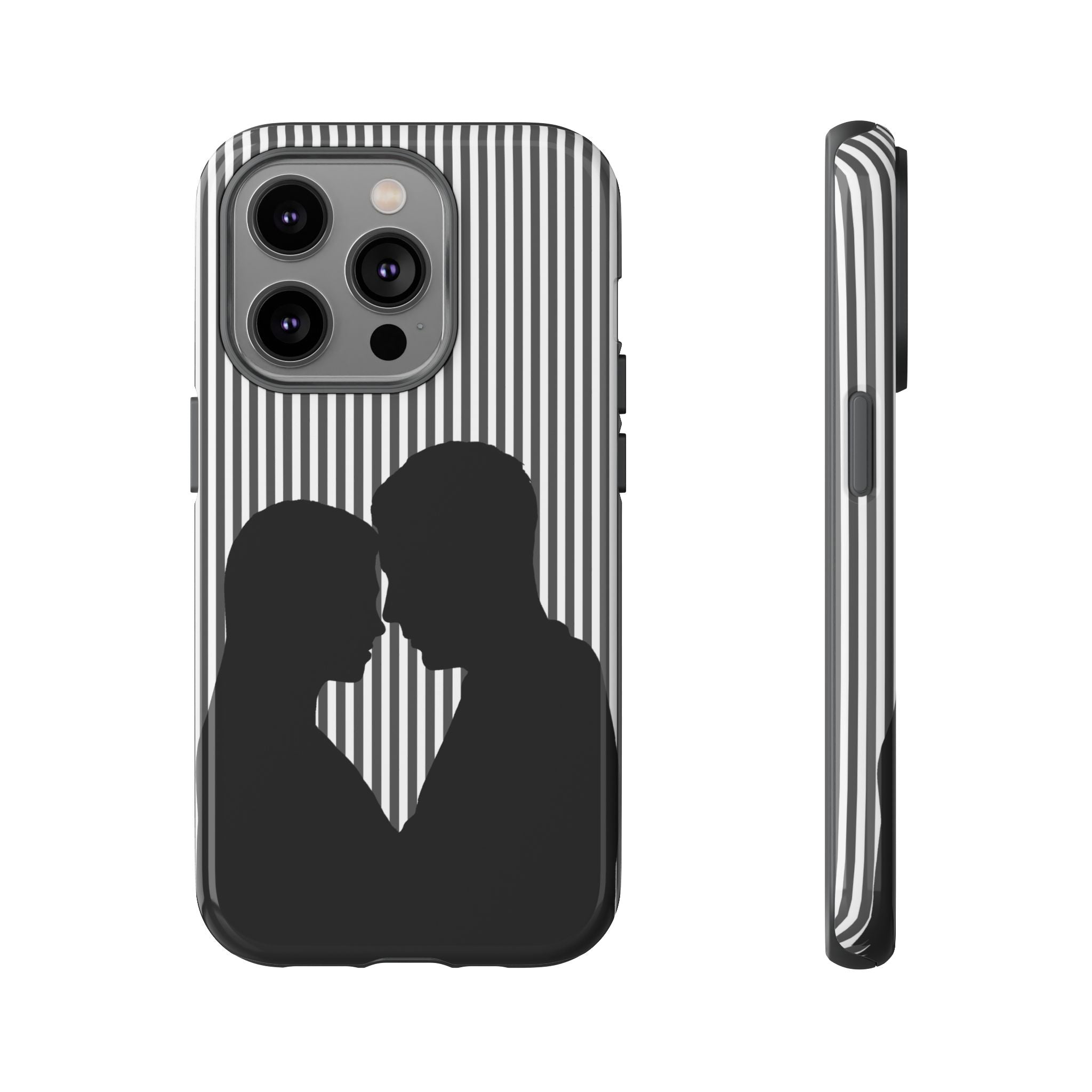 Silhouette Couple Phone Case | Galentines Day Striped Black and white phone case, Stripe Iphone case - Iphone, Samsung and Pixel Mobile case