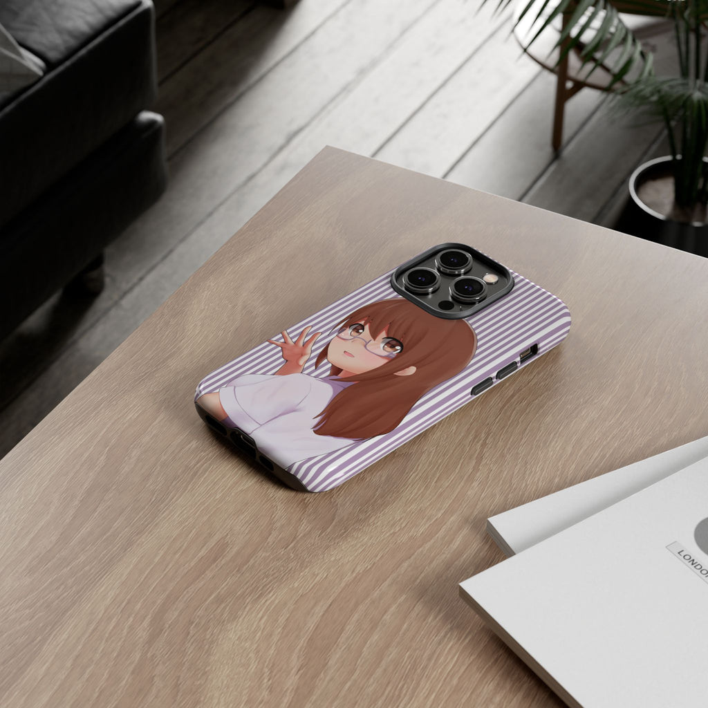 Galentines Day Striped lines mobile case, Glasses Anime Girl Stripe Iphone case | Tough Cases - Iphone, Samsung and Pixel Mobile cases