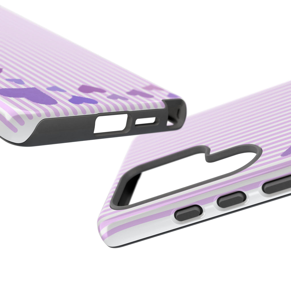 Valentines Day Striped hearts phone case, Purple Heart Floral Stripe Iphone case | Tough Cases - Iphone, Samsung and Pixel Mobile cases
