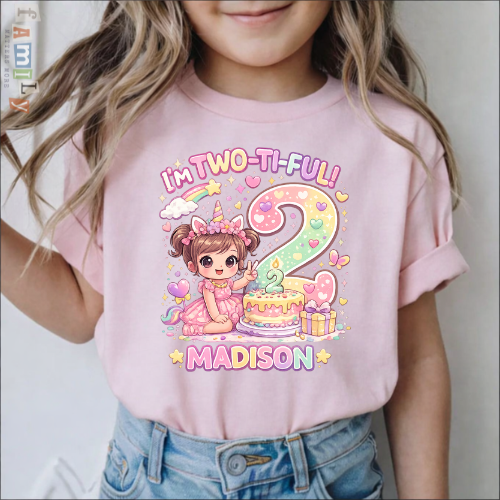 Im Two Ti Fuul Birthday Shirt, Personalized 2nd Birthday Girl Tee, Custom Name Two Year Old Outfit, Cute Toddler Party Shirt, Gift