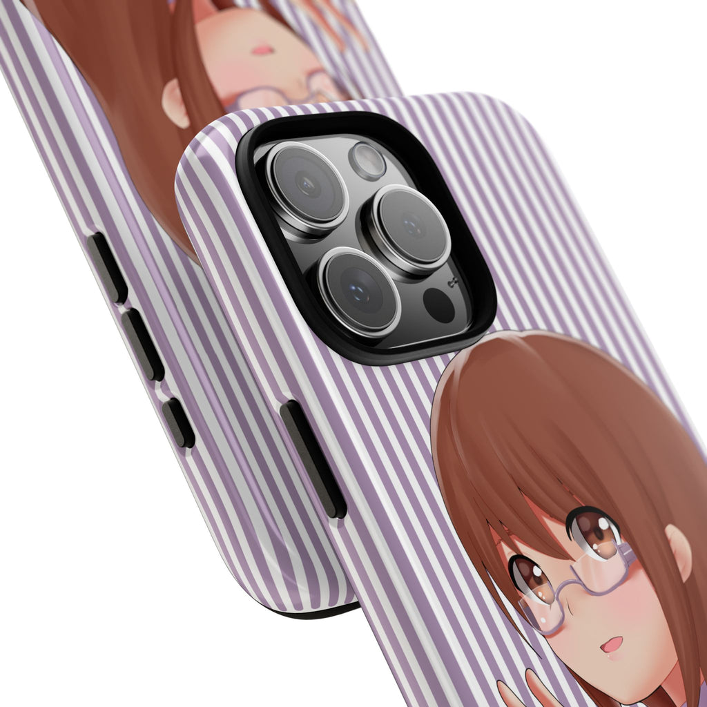 Galentines Day Striped lines mobile case, Glasses Anime Girl Stripe Iphone case | Tough Cases - Iphone, Samsung and Pixel Mobile cases