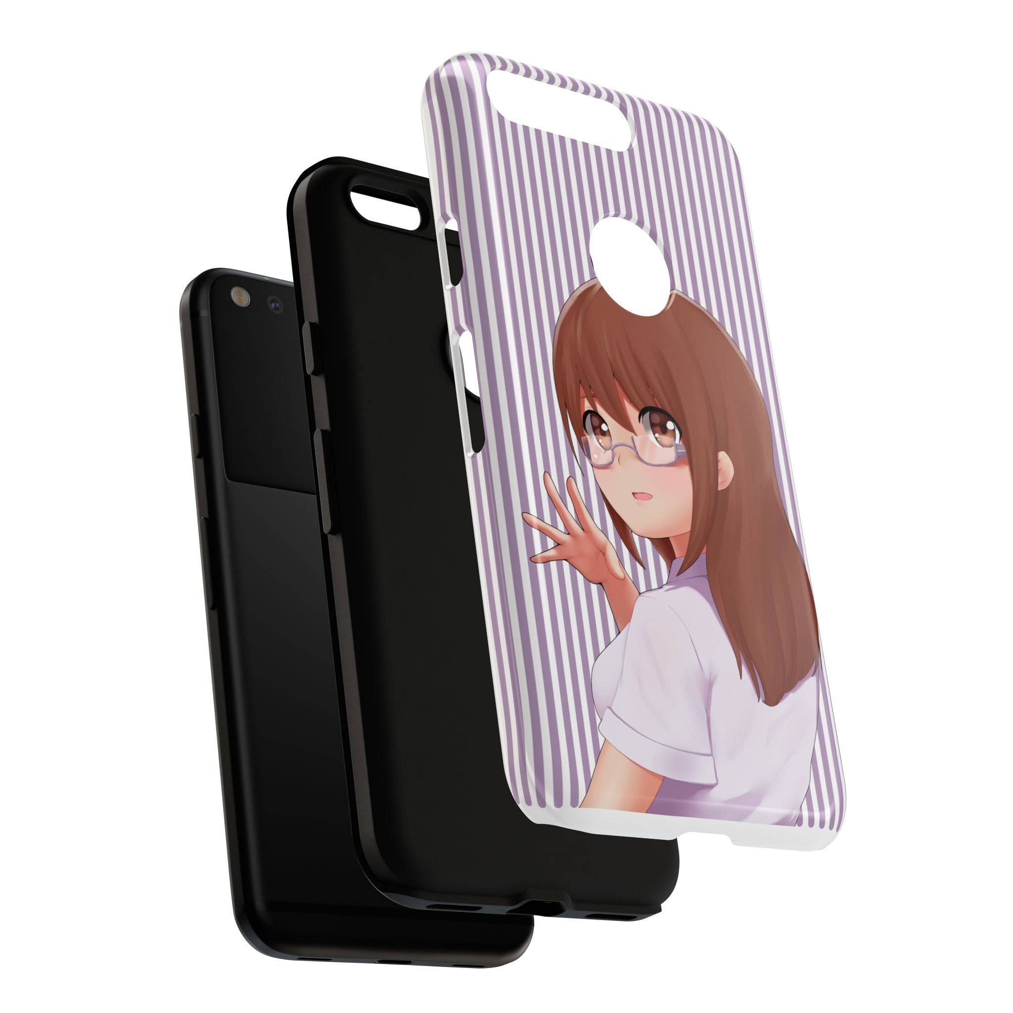 Galentines Day Striped lines mobile case, Glasses Anime Girl Stripe Iphone case | Tough Cases - Iphone, Samsung and Pixel Mobile cases