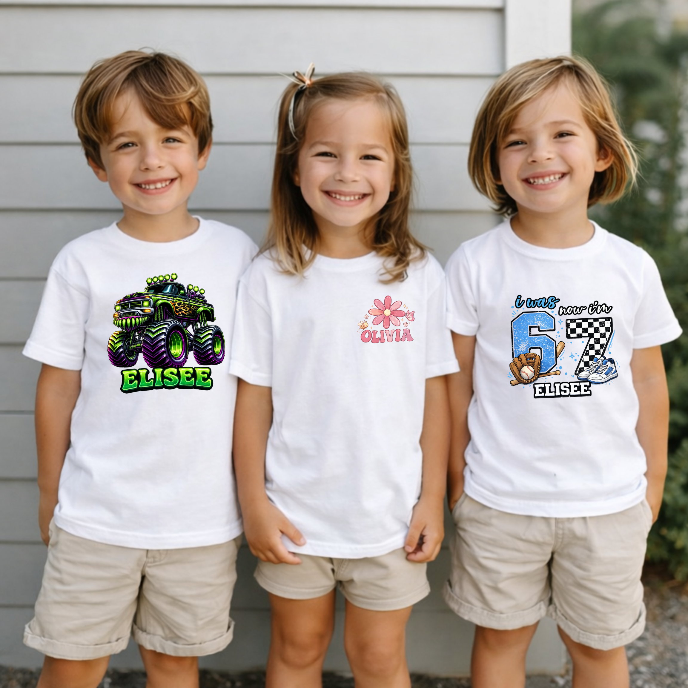 Custom Name Monster Truck Toddler T-Shirt, Personalized Boys Monster Truck Tee, Green and Purple Truck Kids Shirt, Custom Birthday Gift