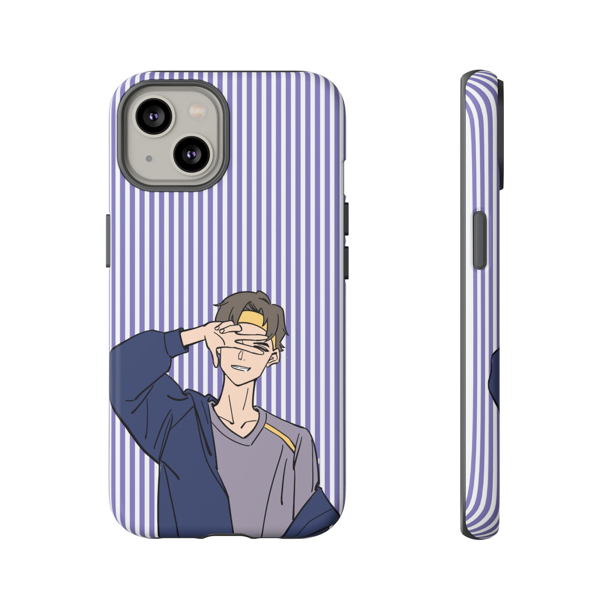 Casual Anime Guy Phone Case | Valentines Day Striped Lines phone case, Purple Stripe Iphone case - Iphone, Samsung and Pixel Mobile cases
